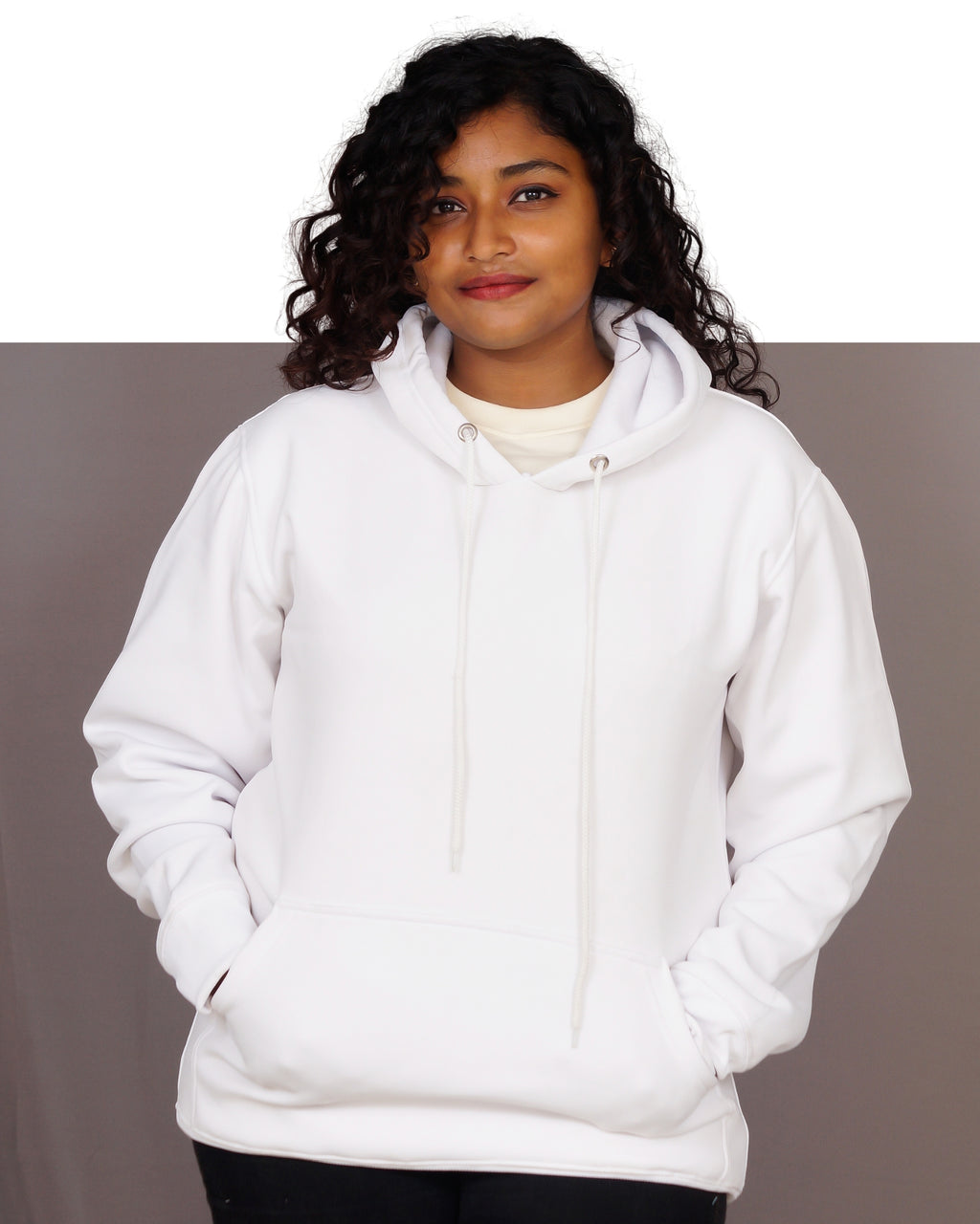 Customised Solid Premium White Hoodie