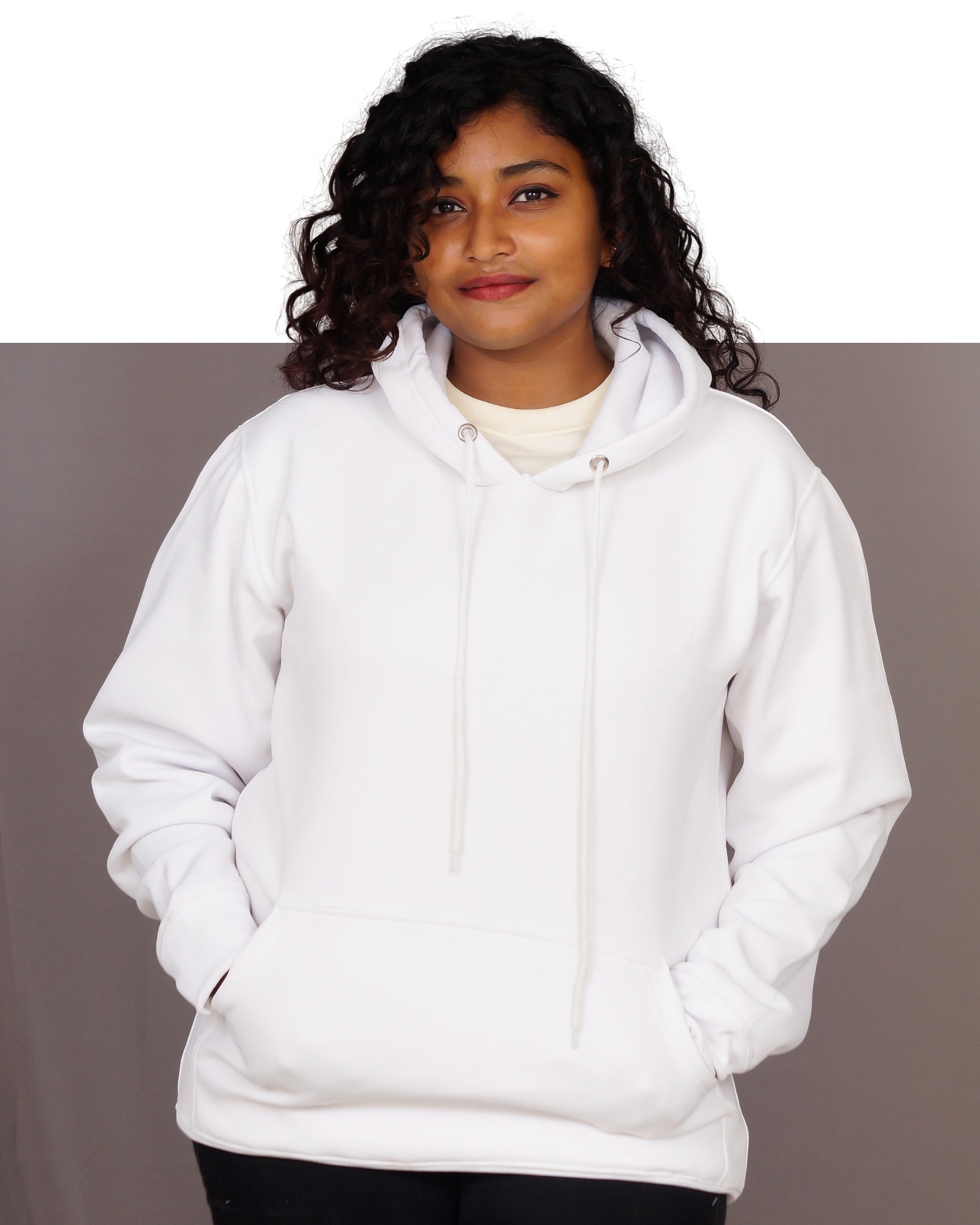Customised Solid Premium White Hoodie