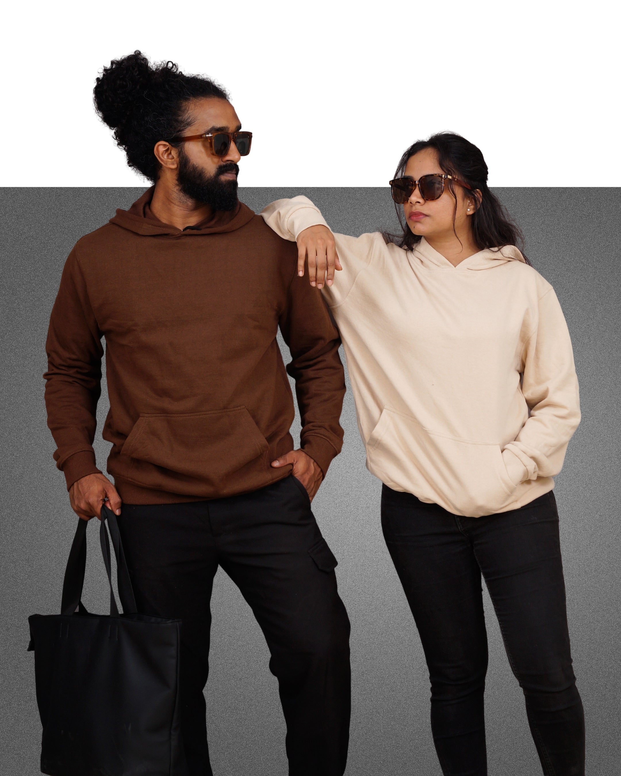 Brown & Beige Couple Hoodies