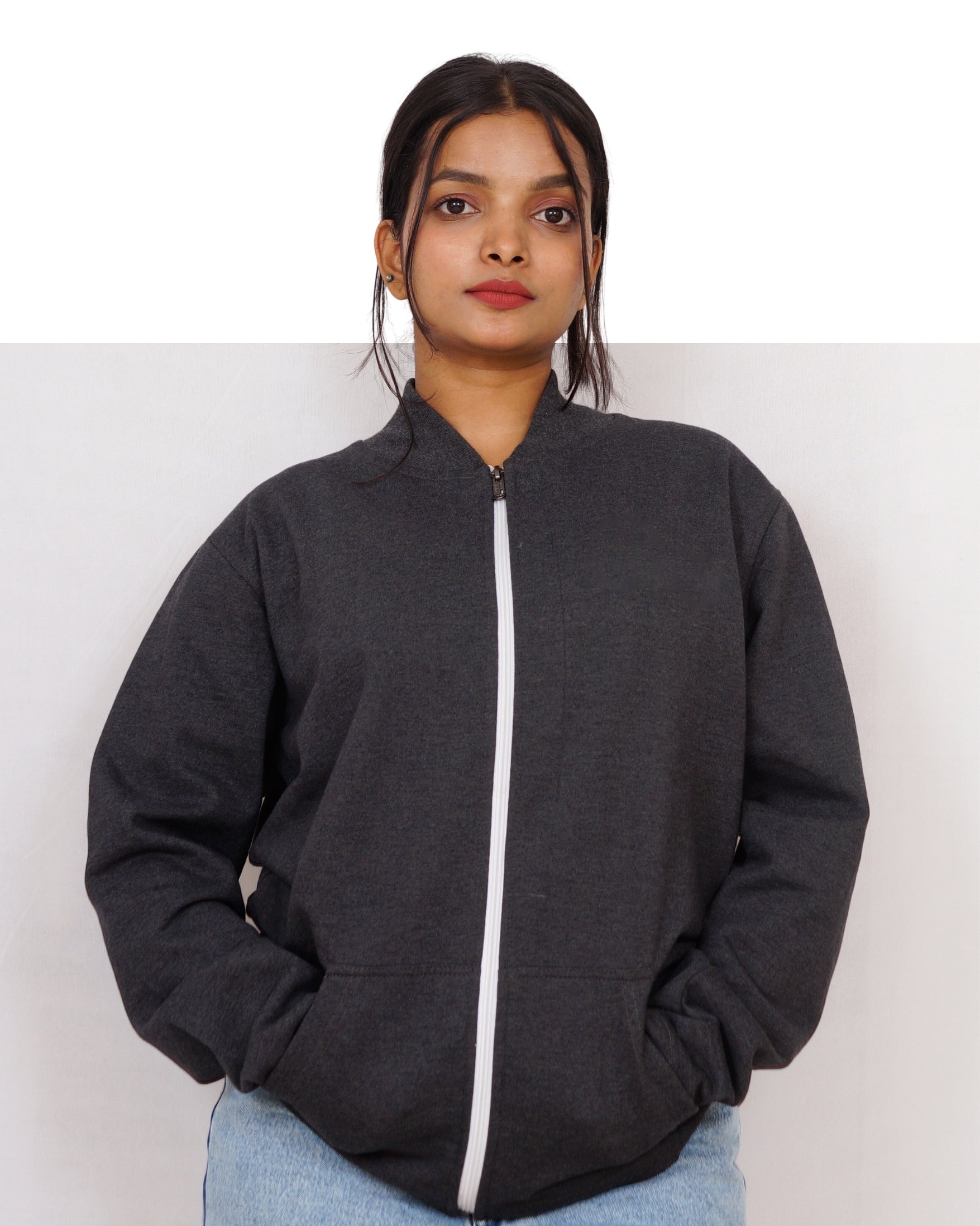 Metallic Grey Zipper Jacket