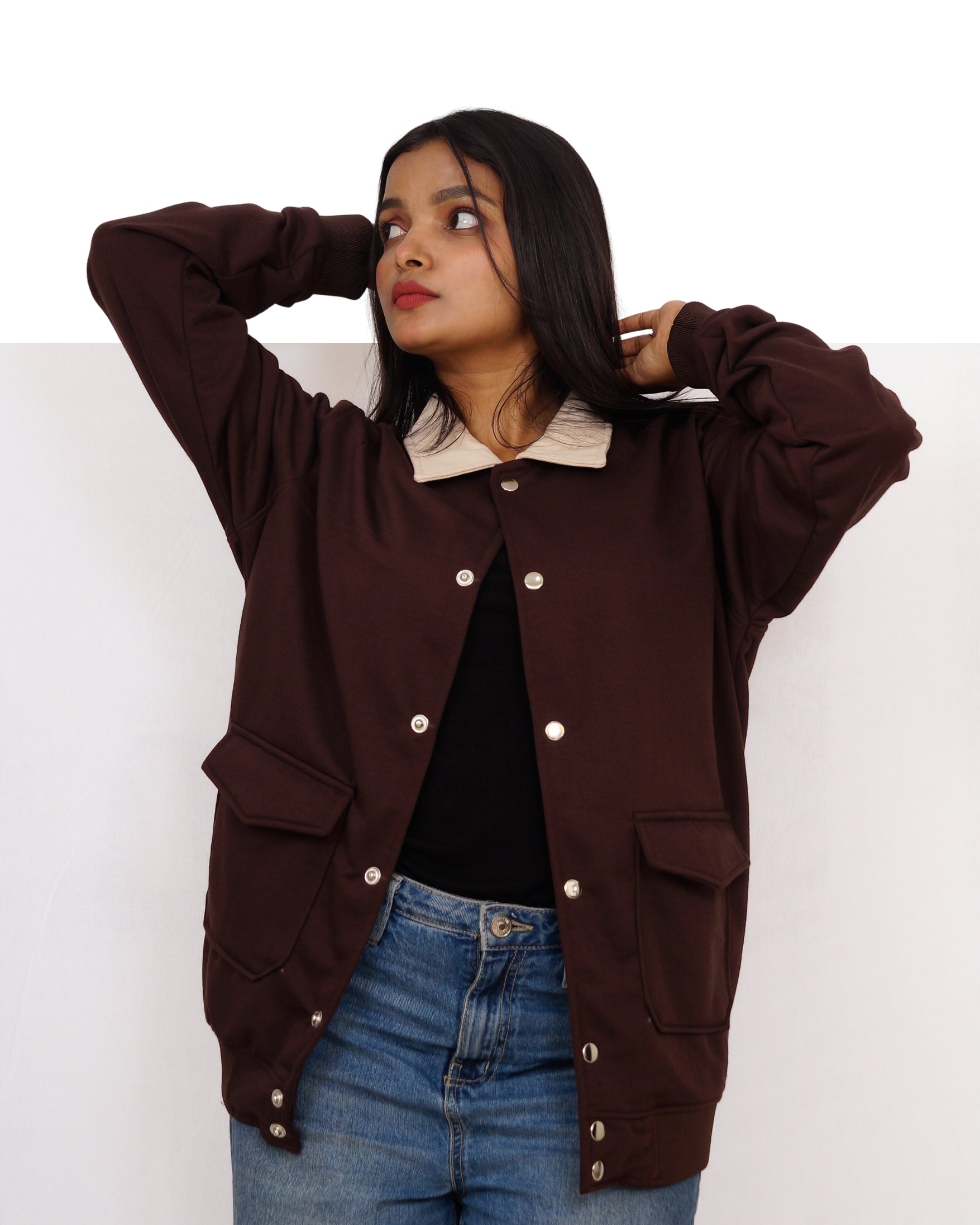 Brown Collared Varsity Jacket