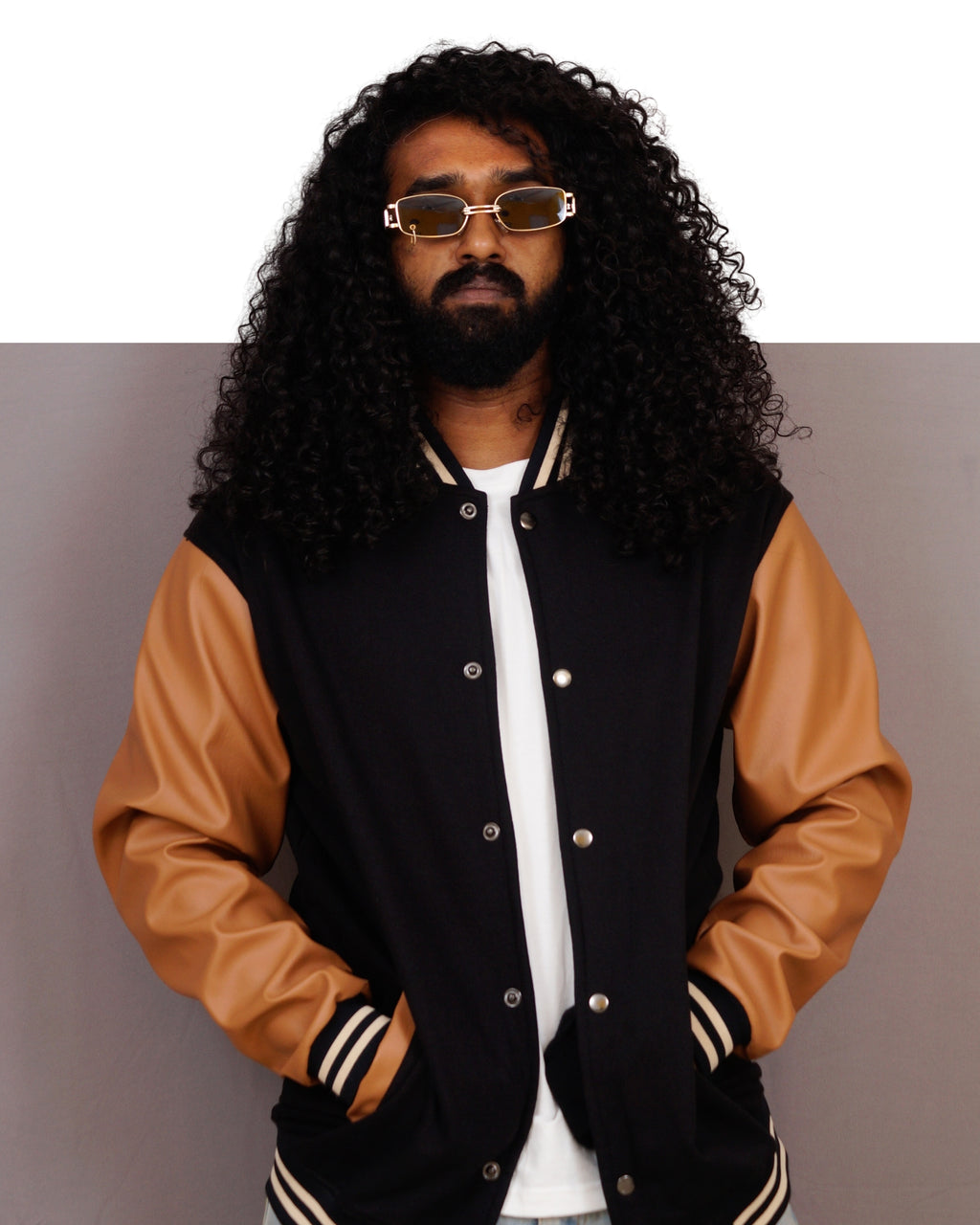 Premium Black and Brown Leather Varsity Jacket