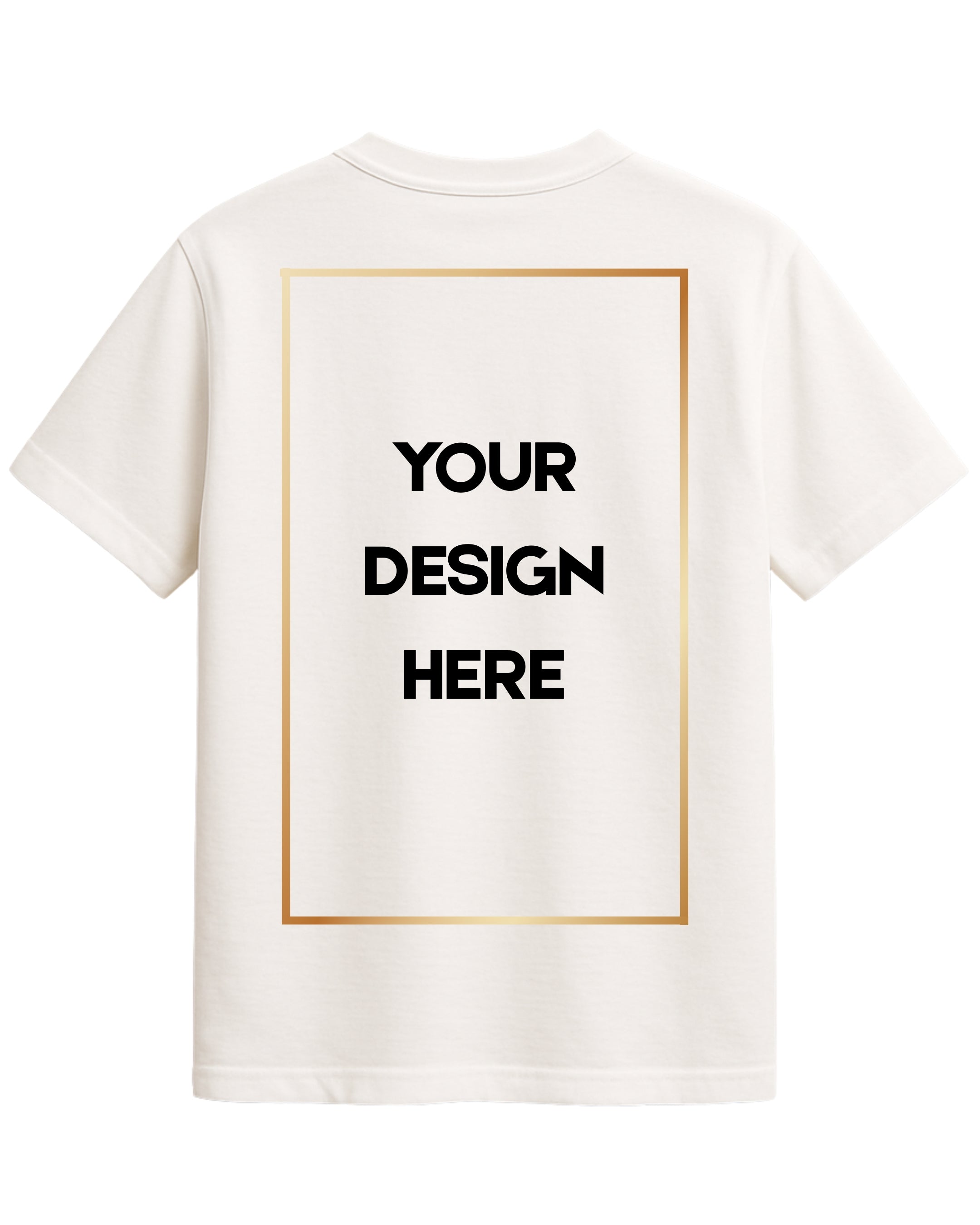 White t-shirt with customizable text area on the back