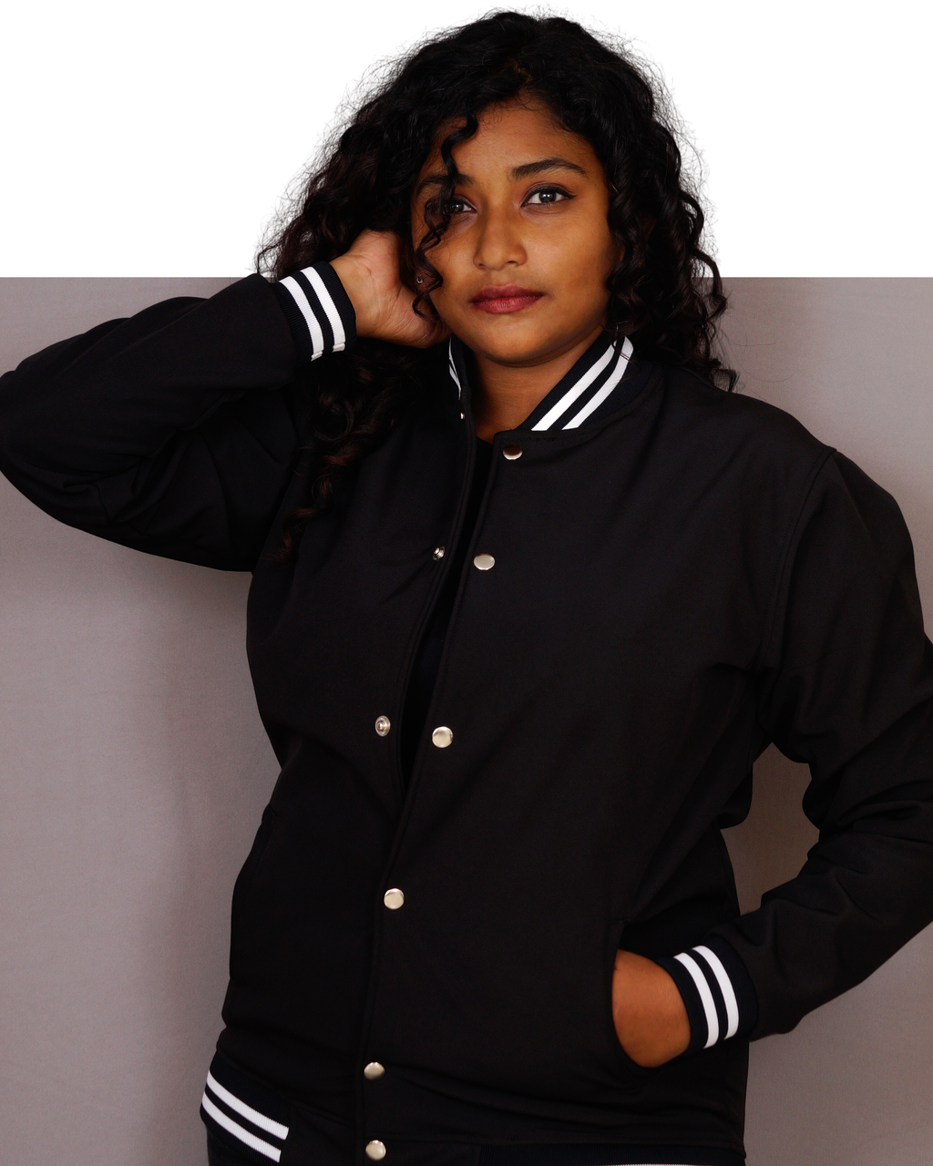 Premium Bond Fleece Black Varsity Jacket