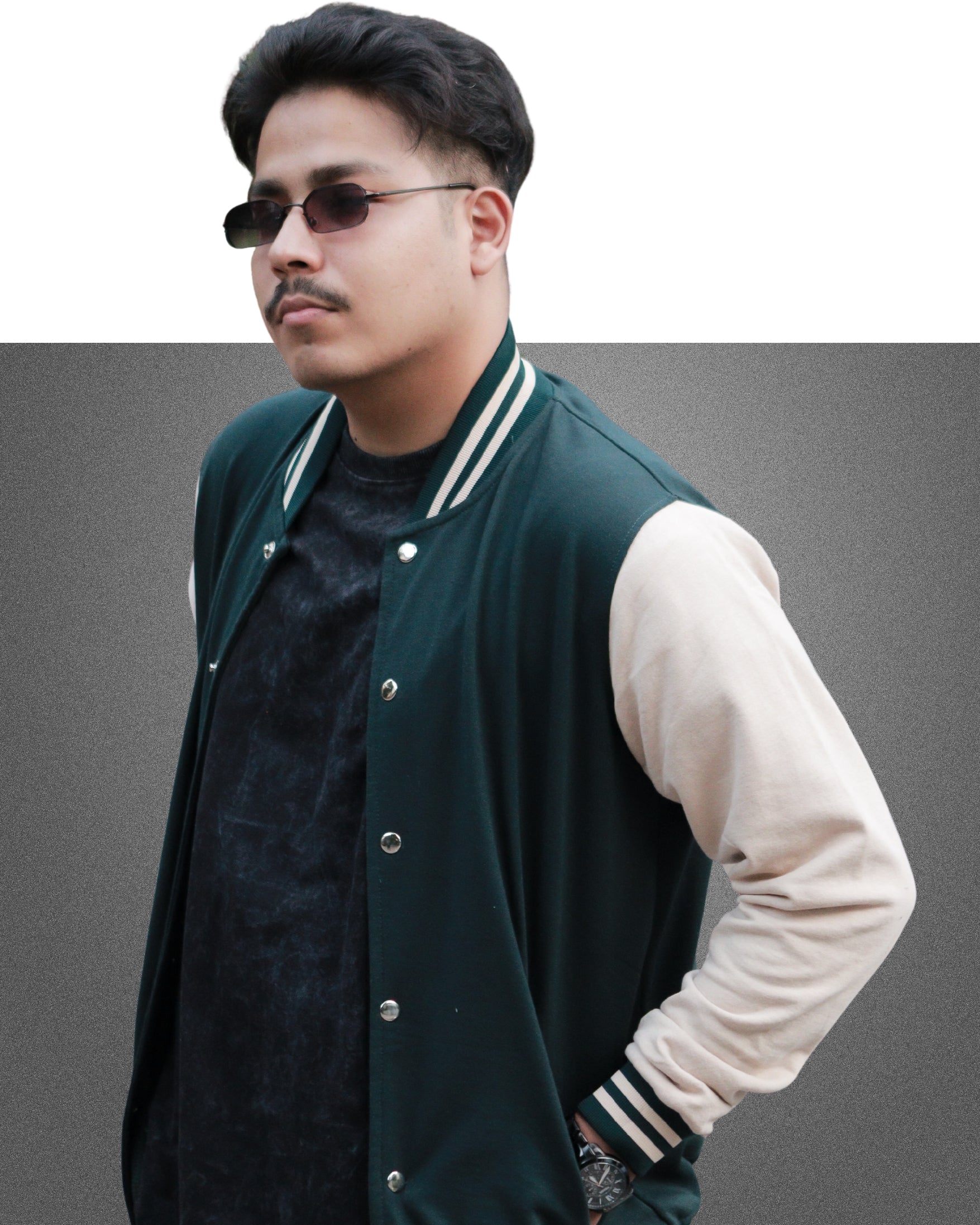 Green and Beige Varsity Jacket