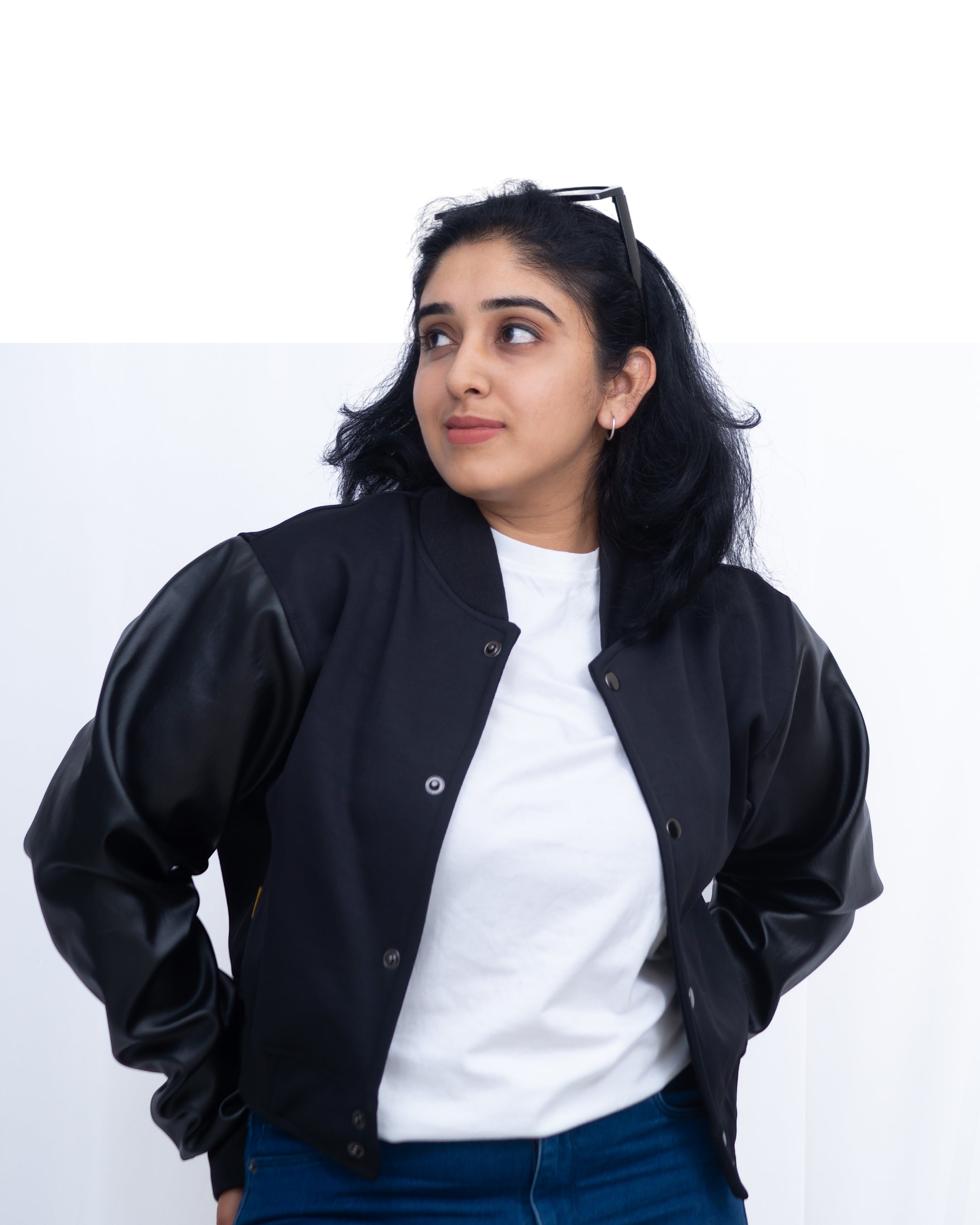 Premium Crop Leather Sleeve Jacket