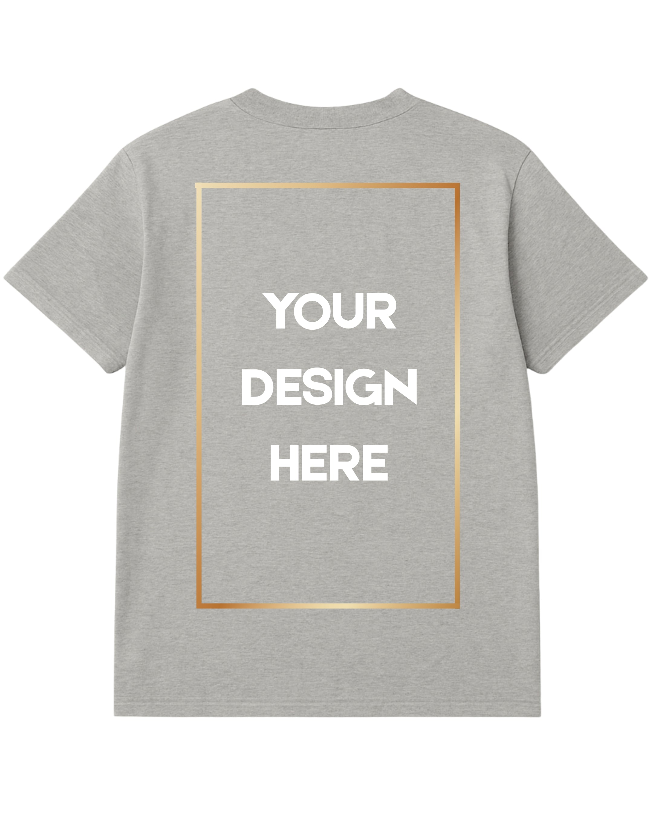 Gray t-shirt with a customizable design area on the back