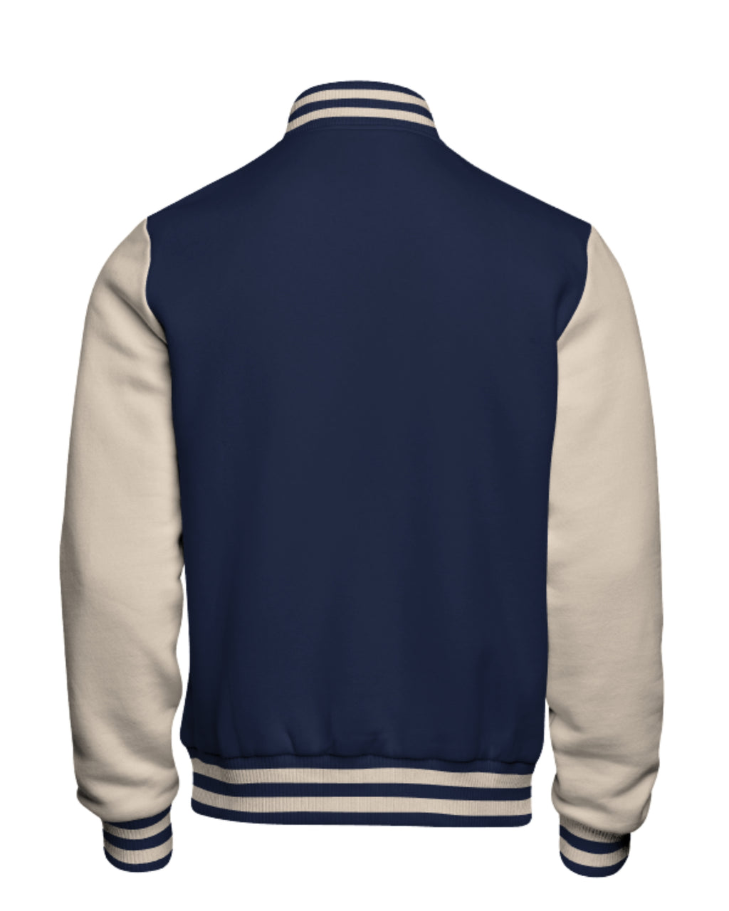 Navy Blue & Beige Varsity Jacket