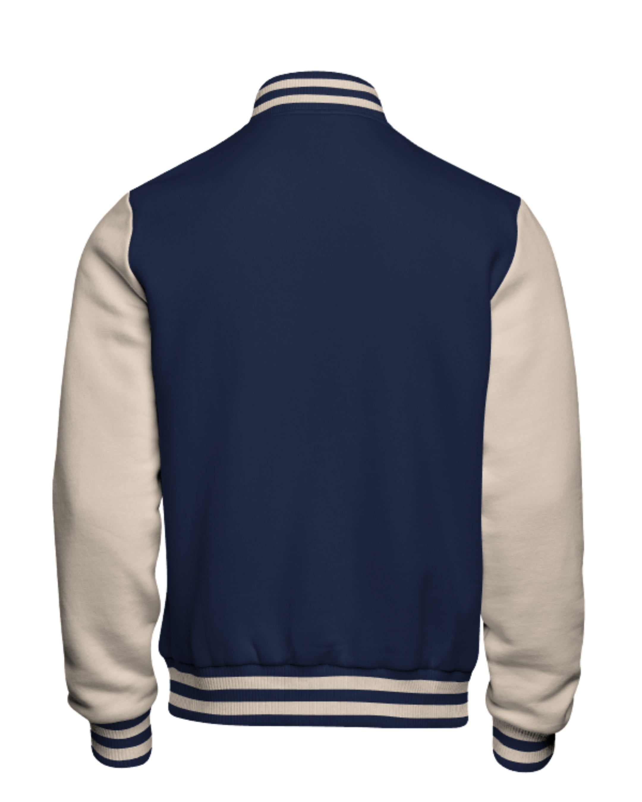Navy Blue & Beige Varsity Jacket