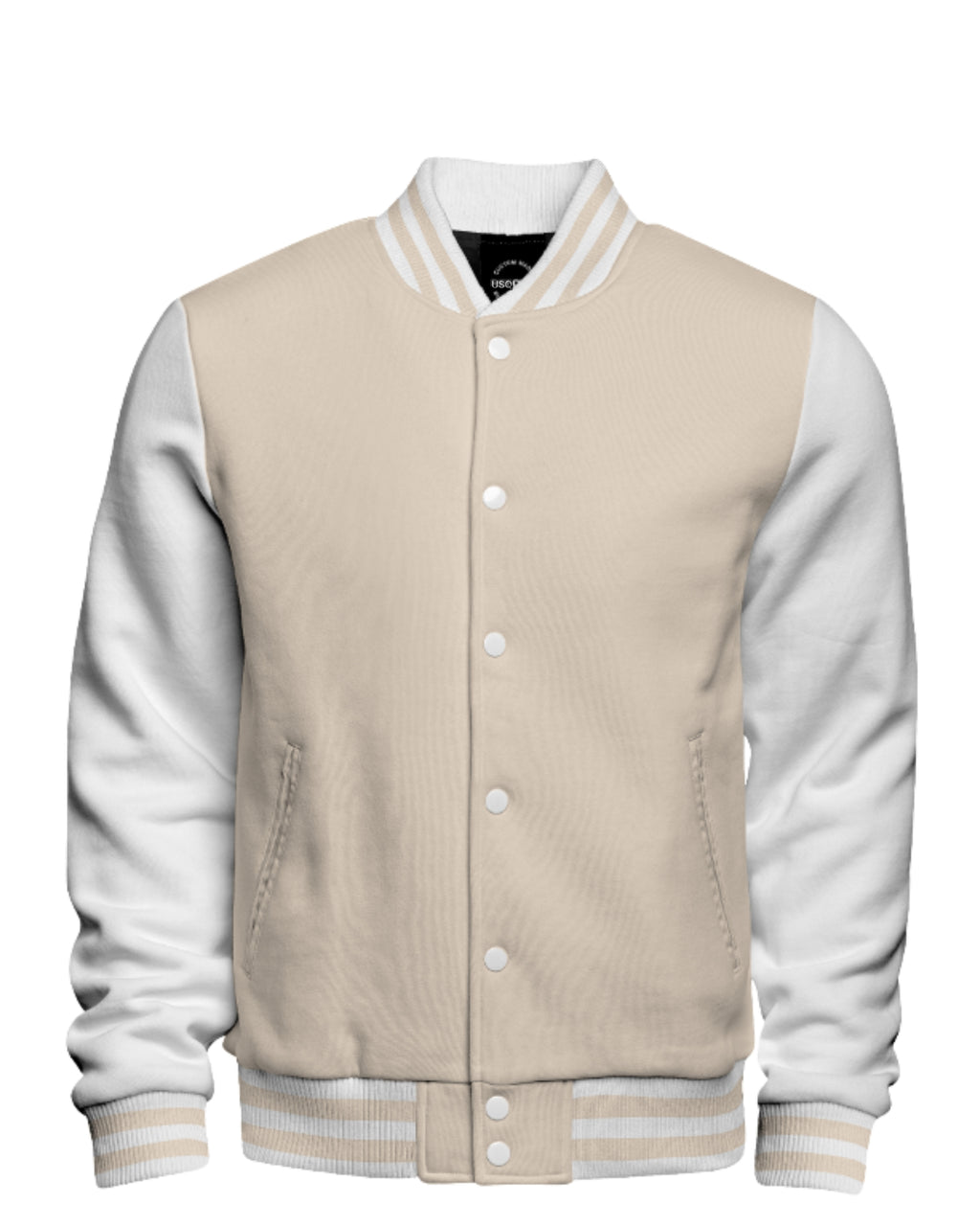 Beige & White Varsity Jacket