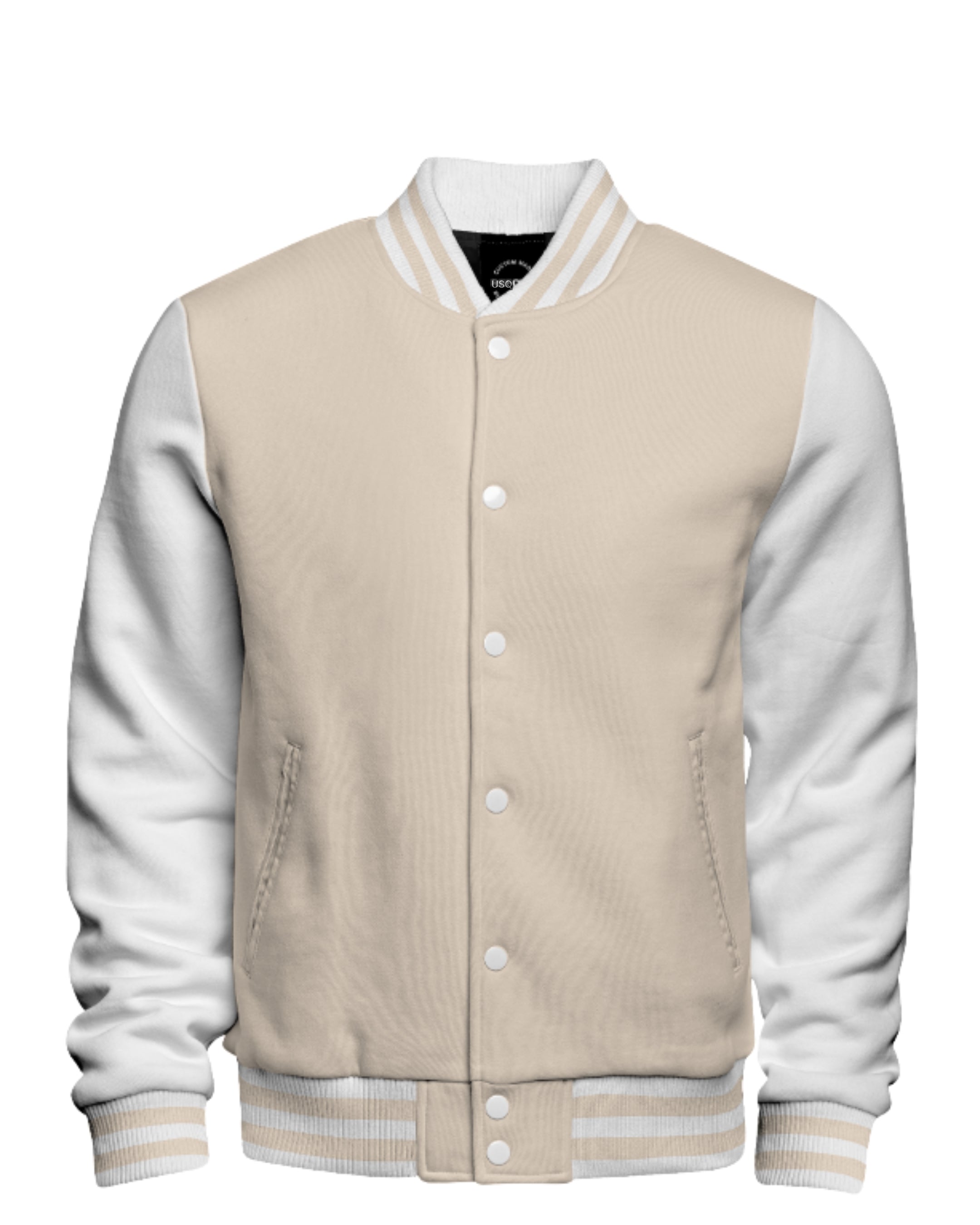 Beige & White Varsity Jacket
