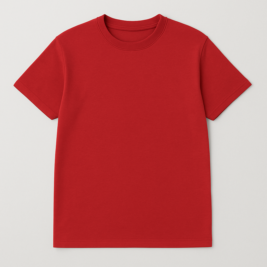 Red t-shirt on a light gray background