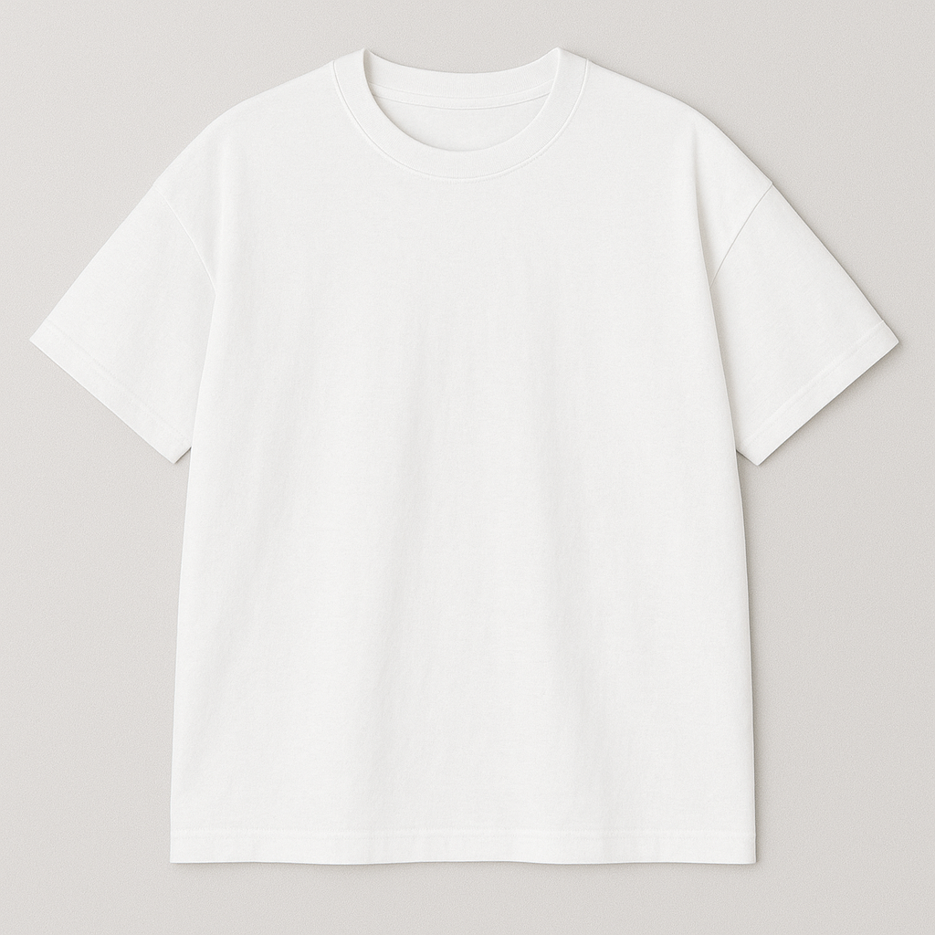 White t-shirt on a light gray background