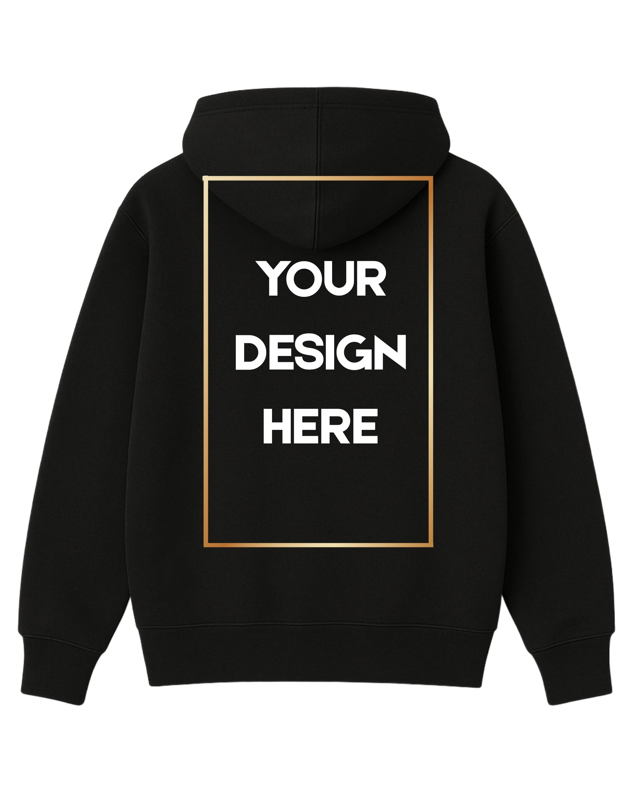 Black hoodie with customizable design area on the back