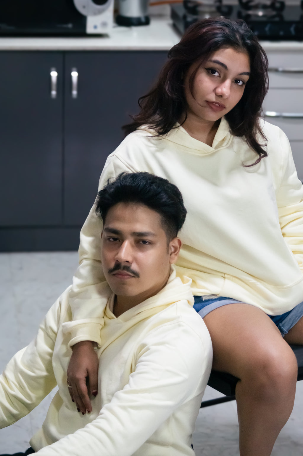 Beige Hoodies for Couple