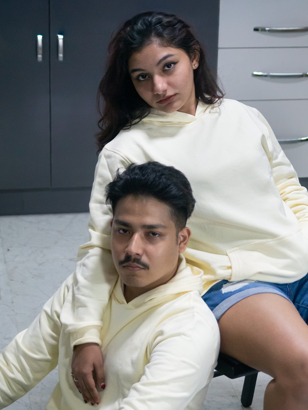 Beige Hoodies for Couple