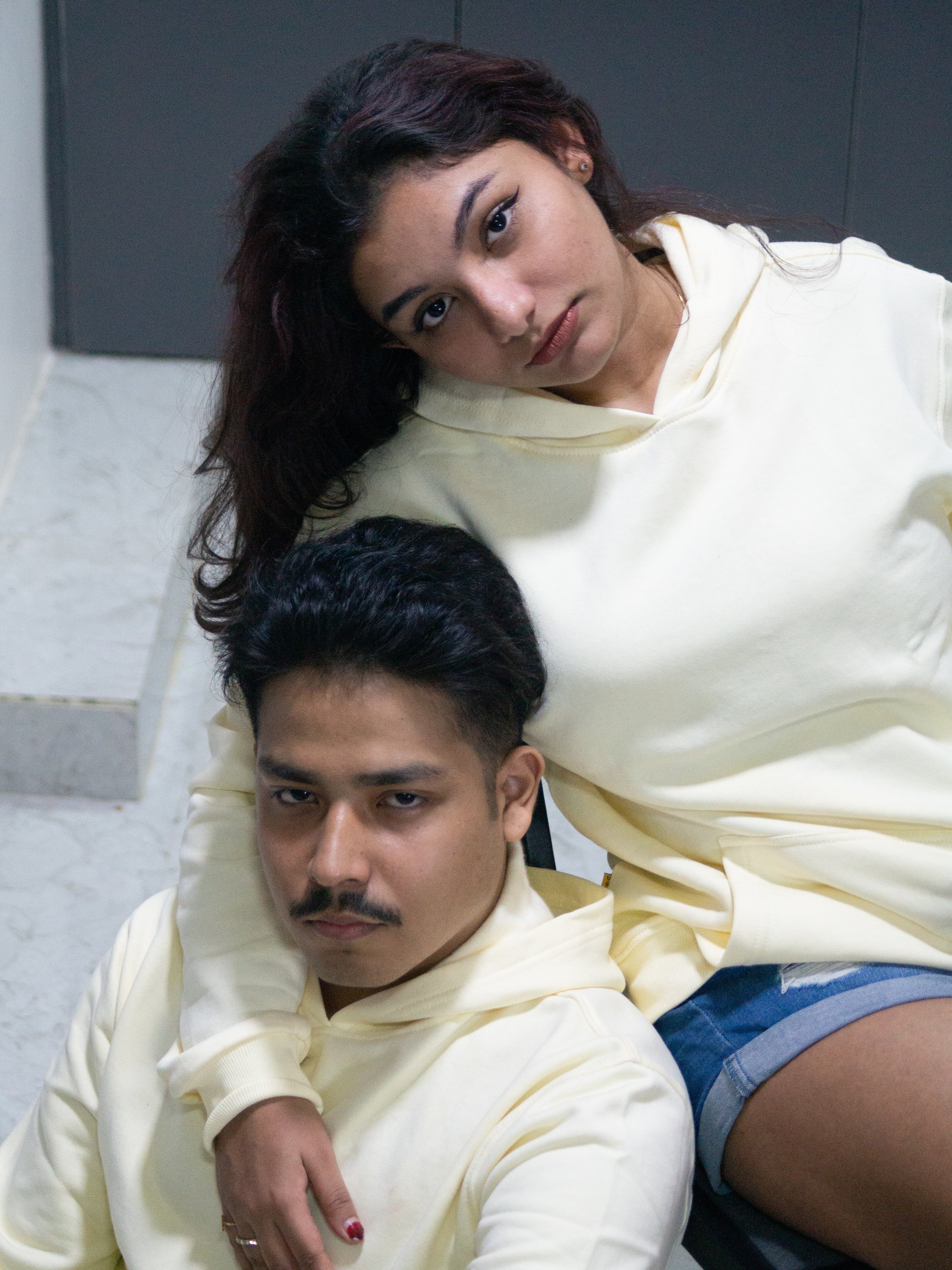 Beige Hoodies for Couple