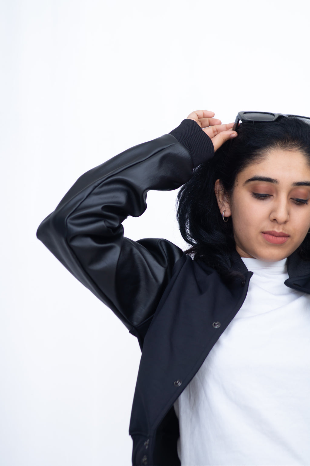 Premium Crop Leather Sleeve Jacket