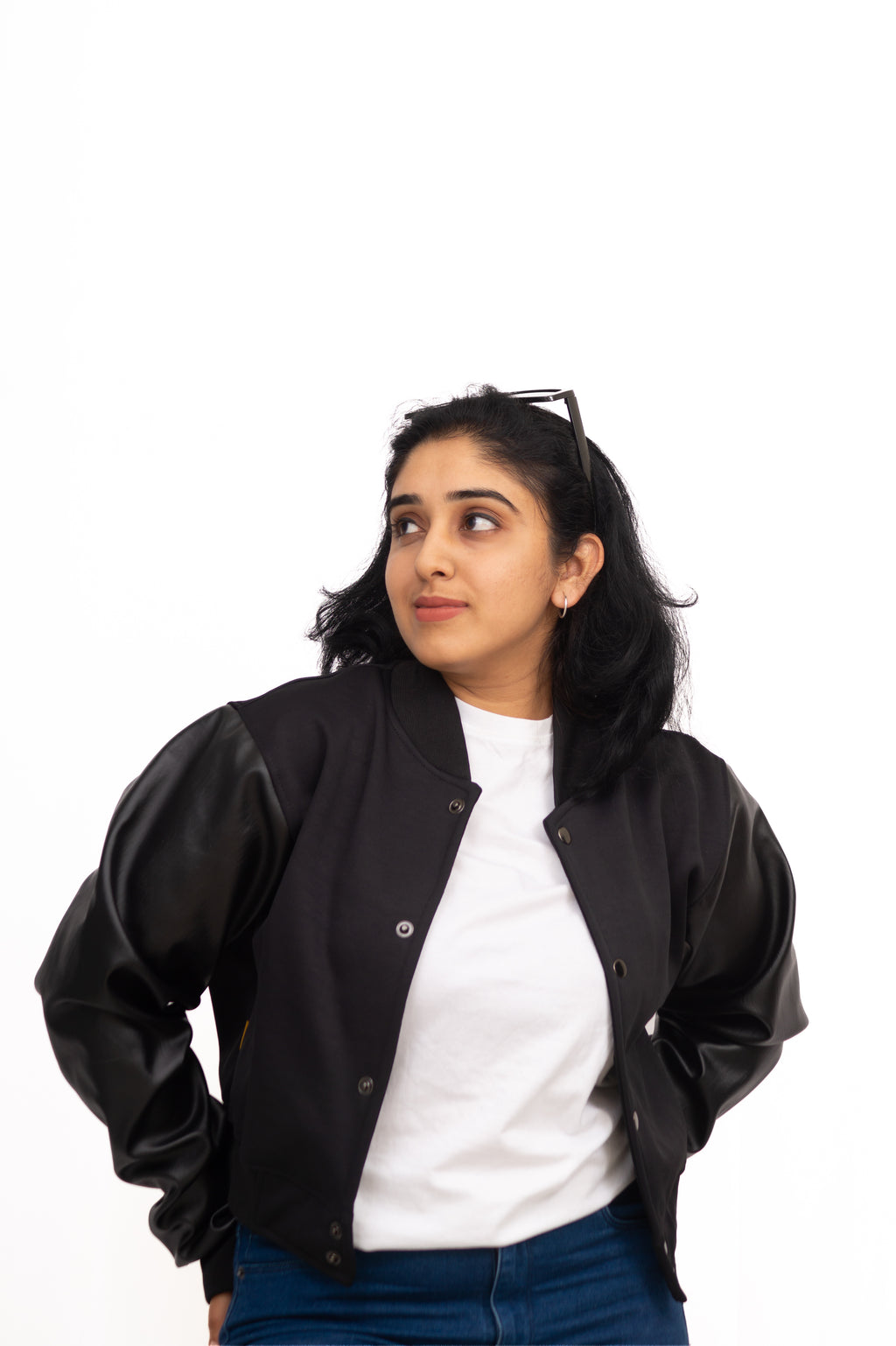 Premium Crop Leather Sleeve Jacket for Women | U-Square Store