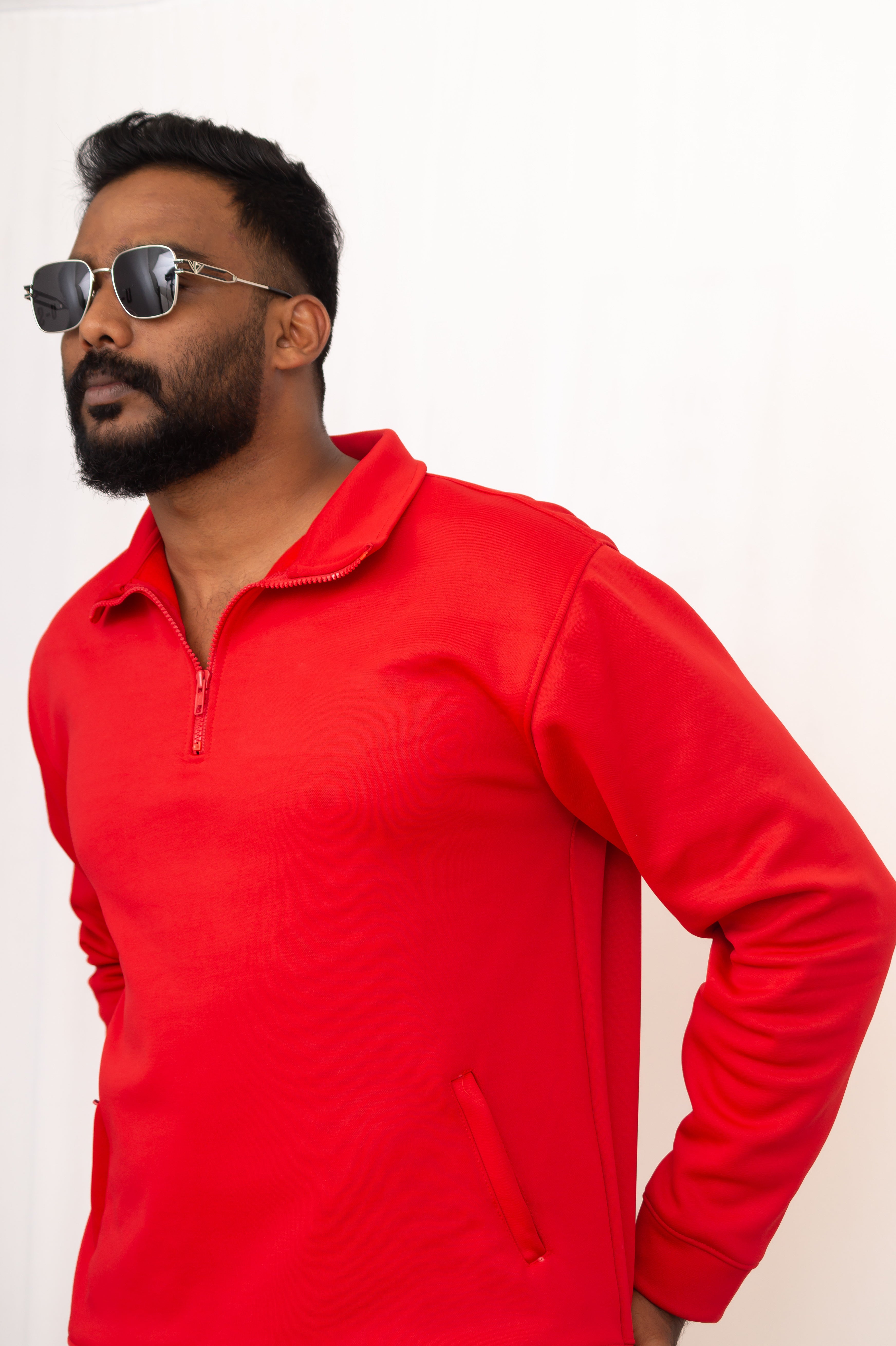 Red Shield High Neck Hoodie