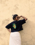 Kerala Tales Oversized Crop Tee – Black