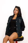 Premium Olive Green Varsity Jacket