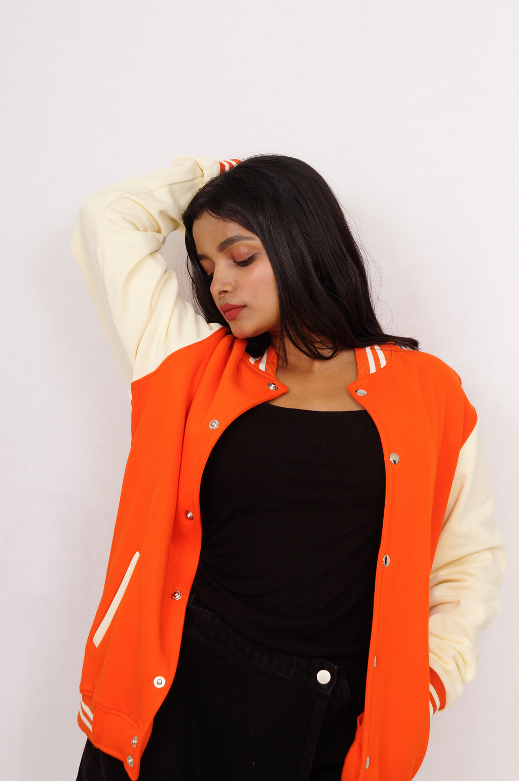 Orange & Beige Varsity Jacket