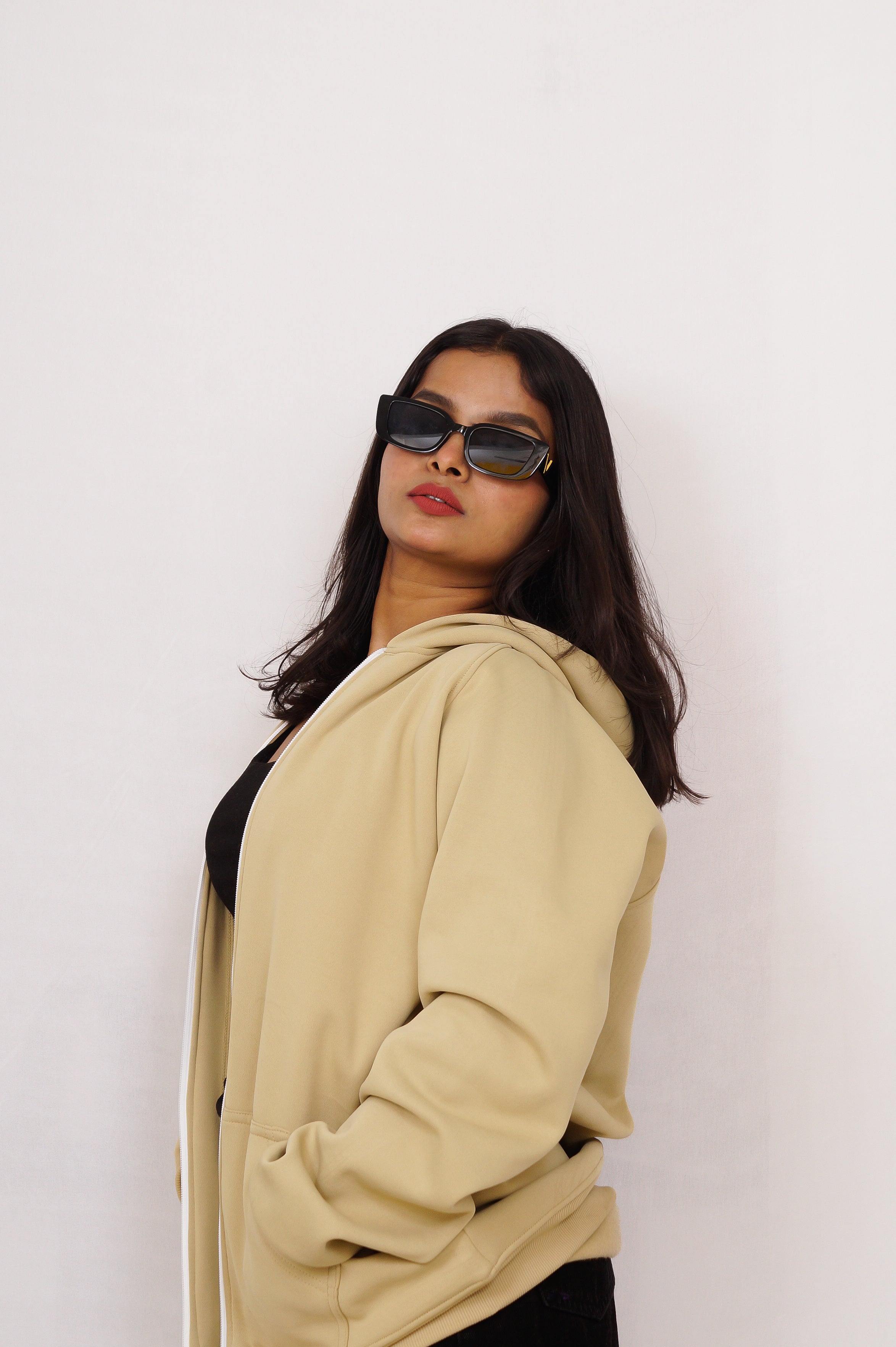 Premium Beige Zipper Hoodie