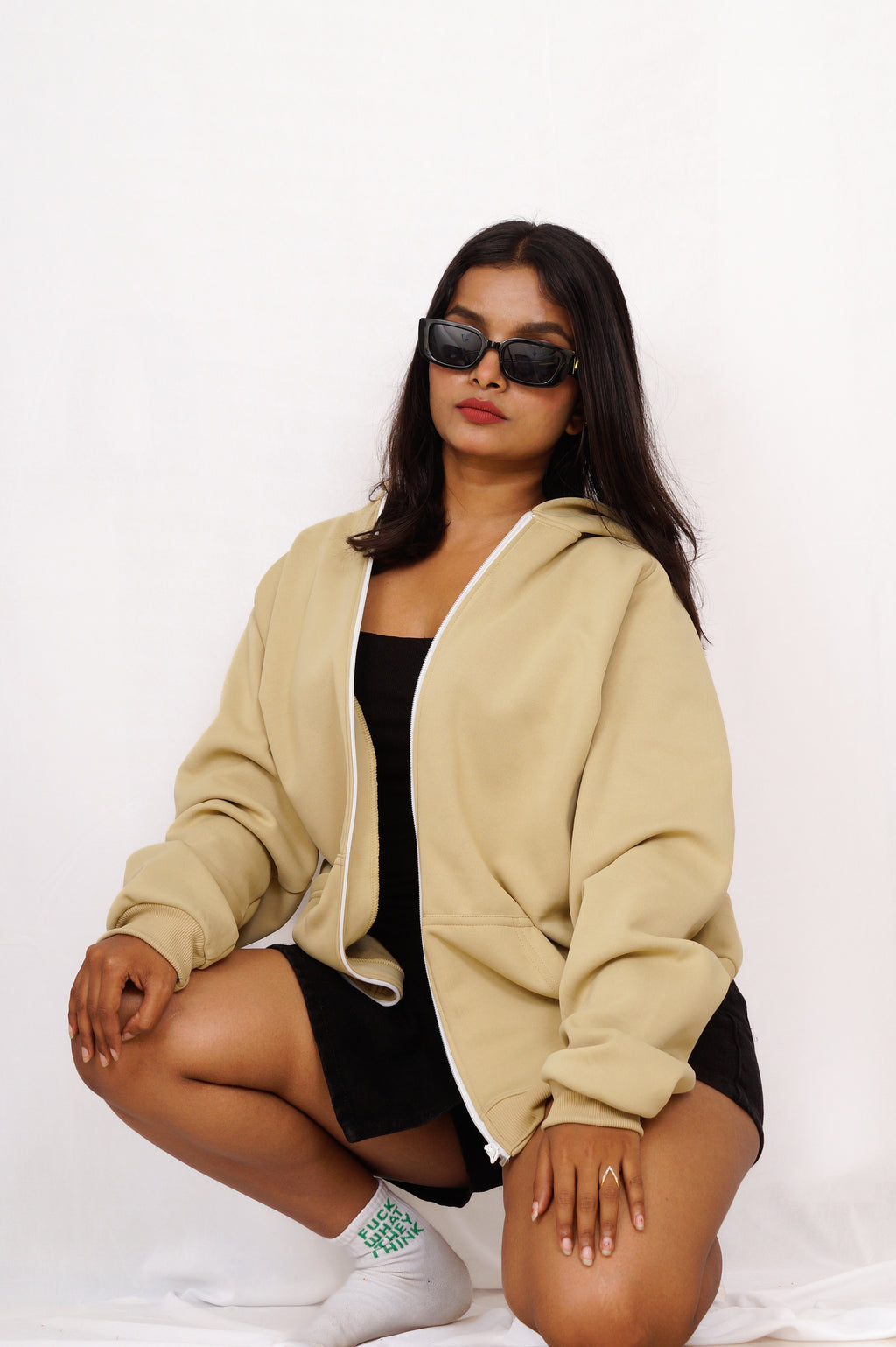 Premium Beige Zipper Hoodie