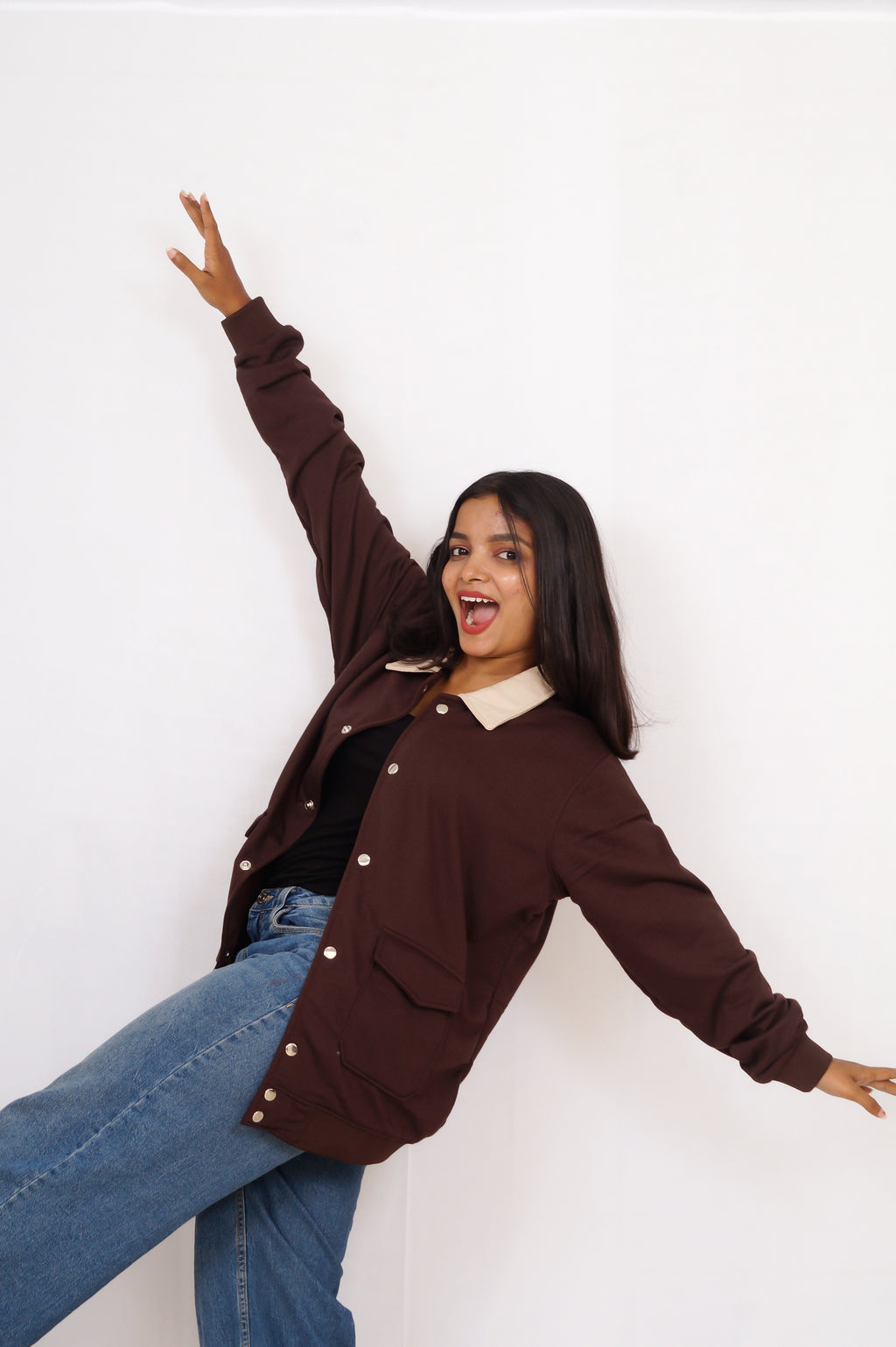 Brown Collared Varsity Jacket