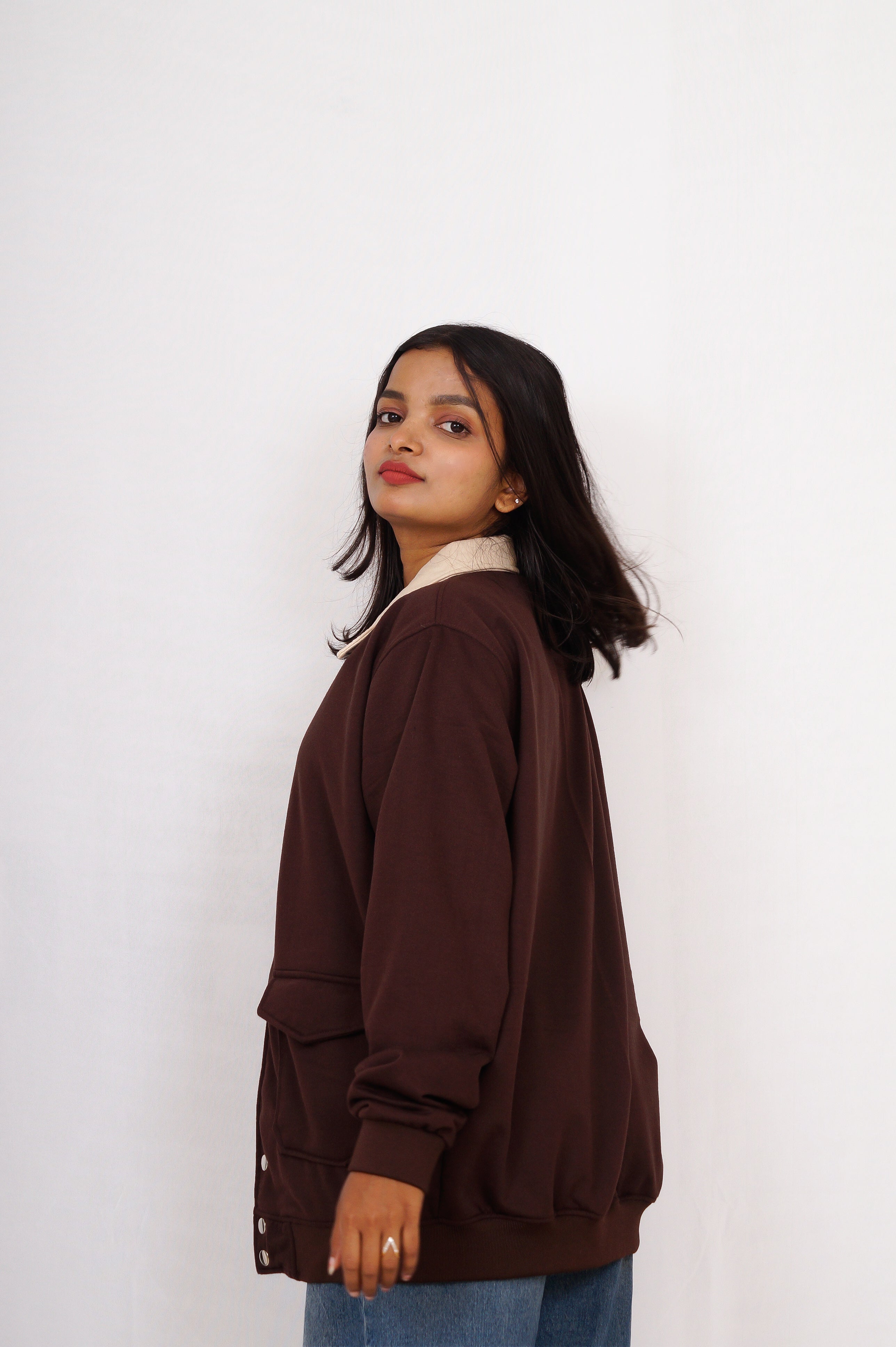 Brown Collared Varsity Jacket