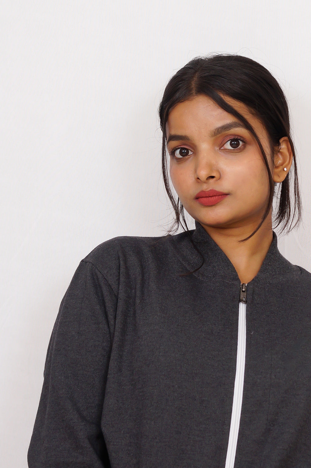 Metallic Grey Zipper Jacket