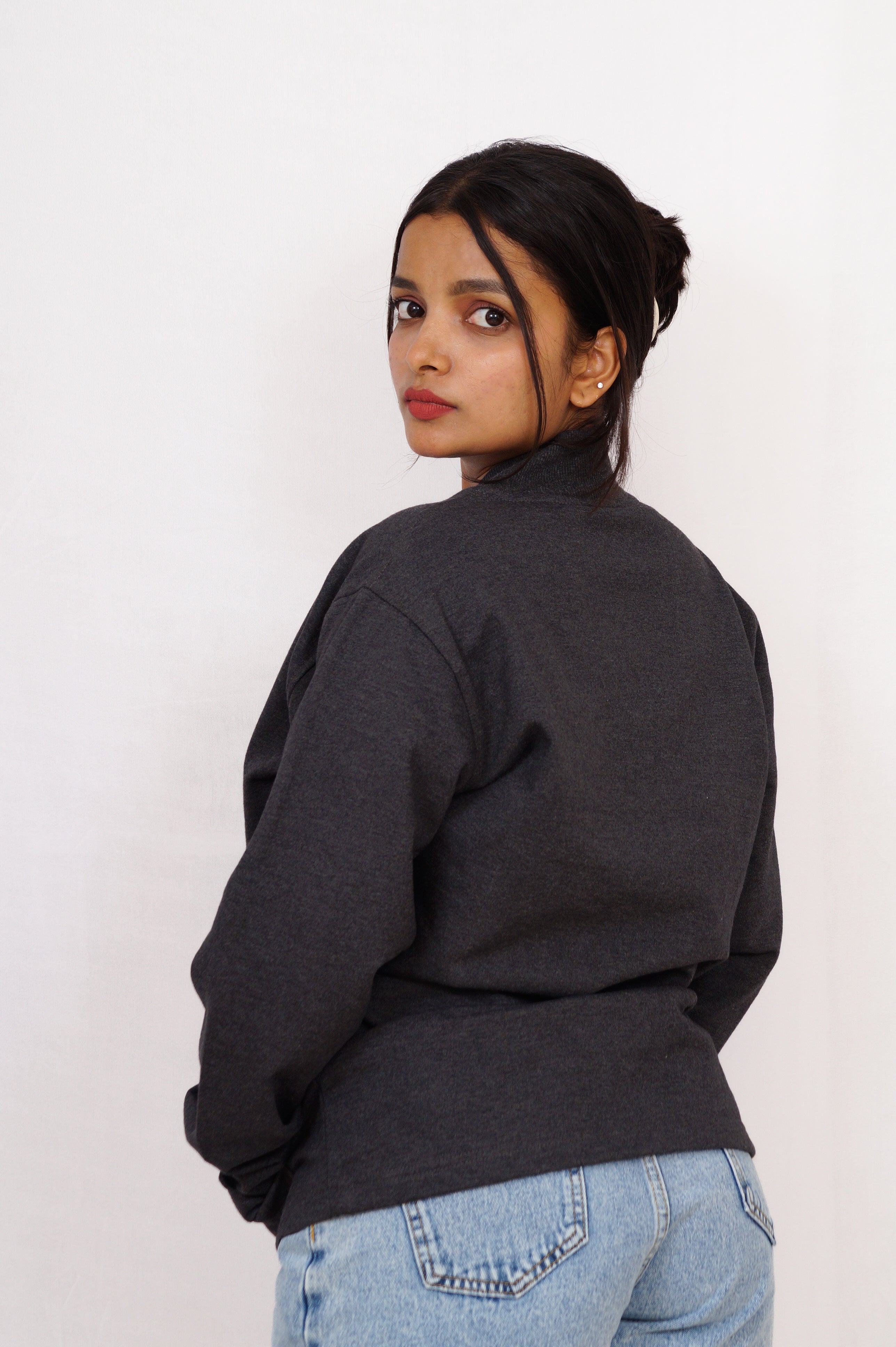 Metallic Grey Zipper Jacket