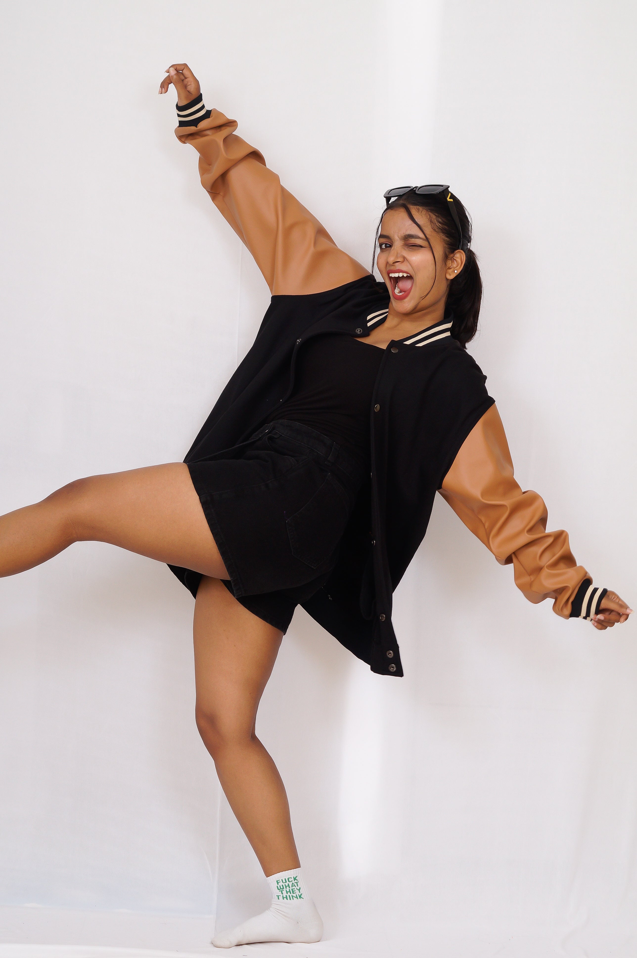 Premium Black and Brown Leather Varsity Jacket