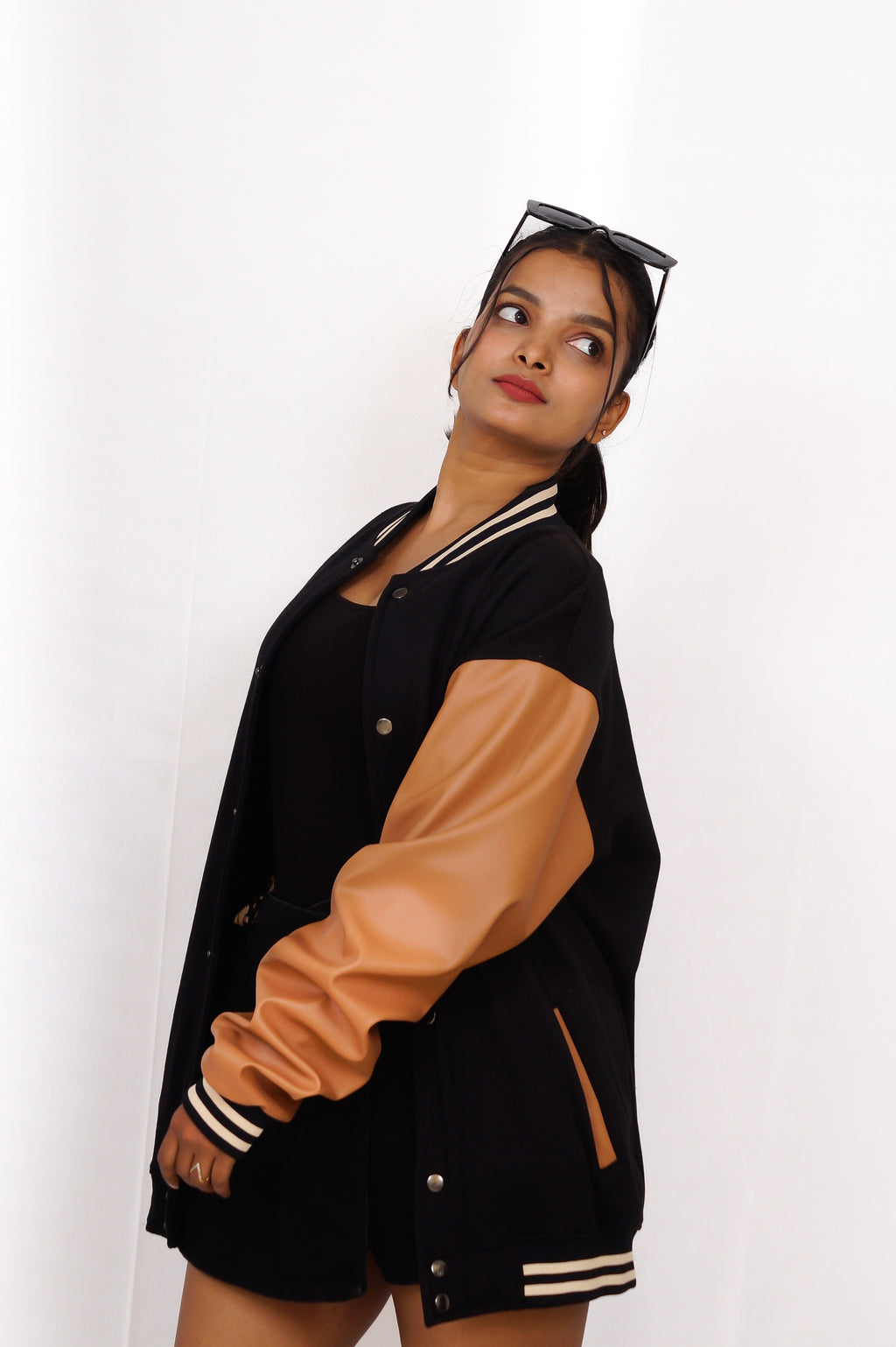 Premium Black and Brown Leather Varsity Jacket