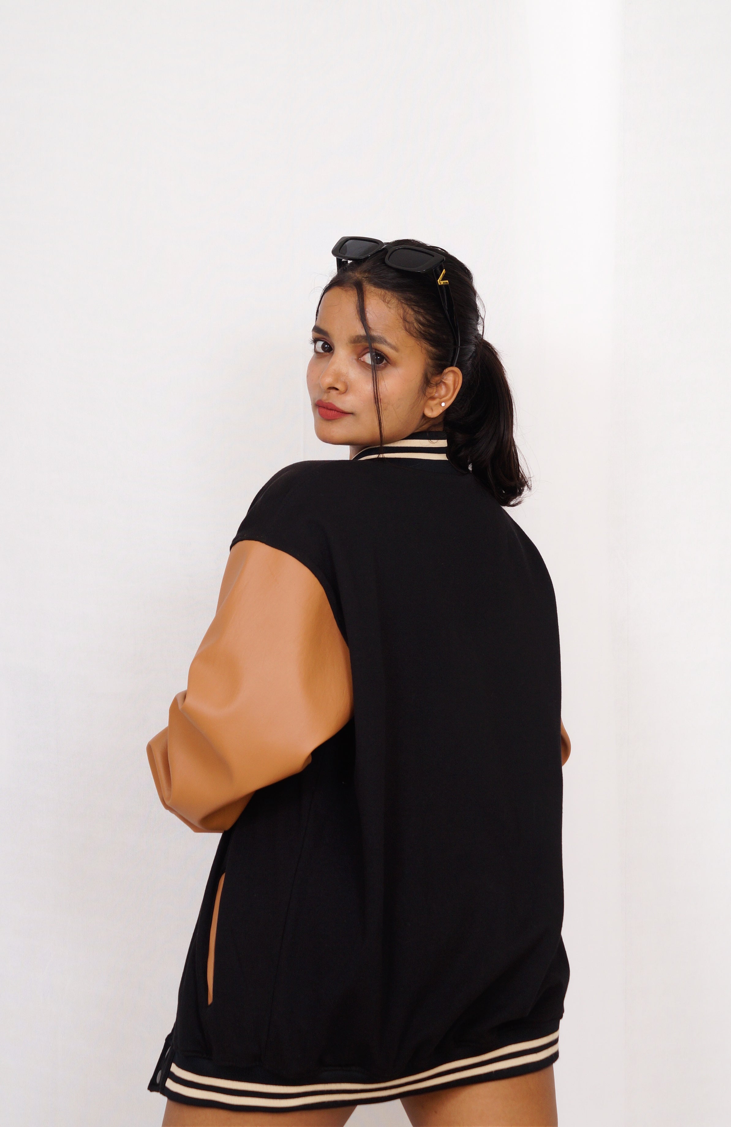 Premium Black and Brown Leather Varsity Jacket