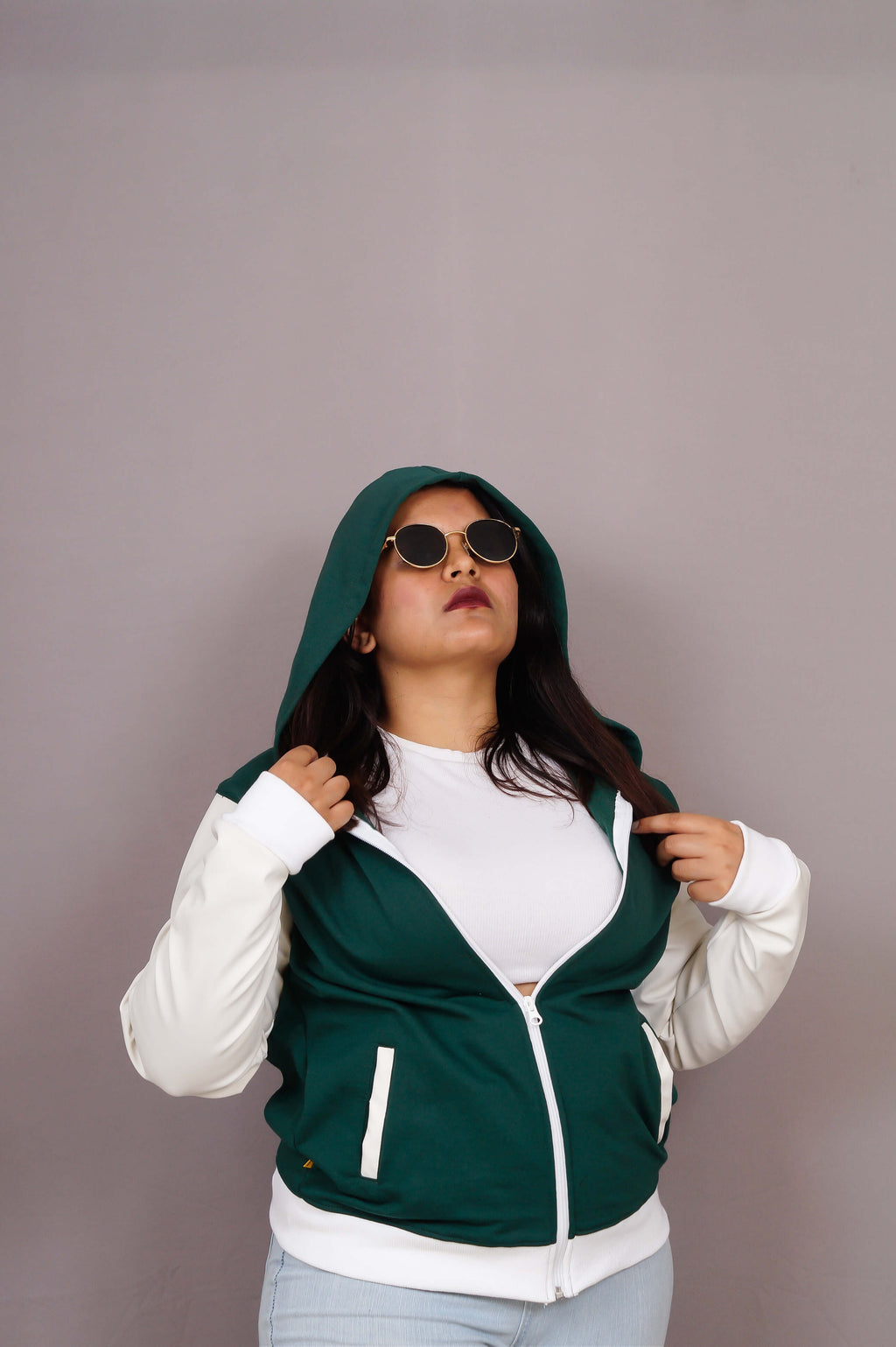 Premium Emerald Green Cotton Leather Sleeve Jacket