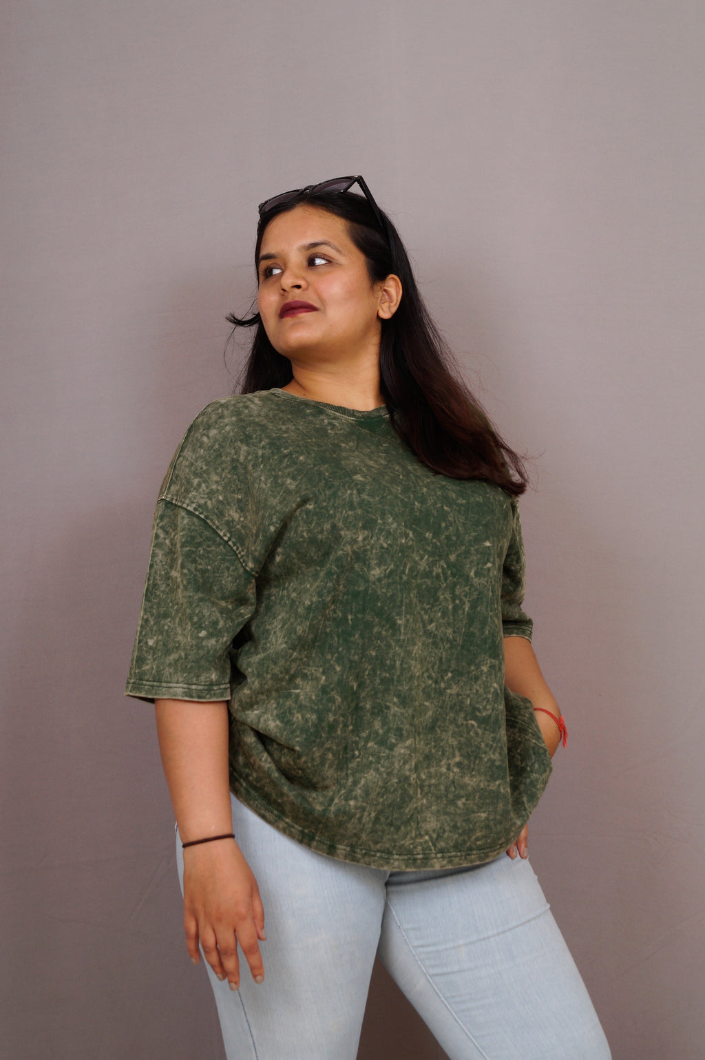 Customised Olive Green Acidwash T-Shirt