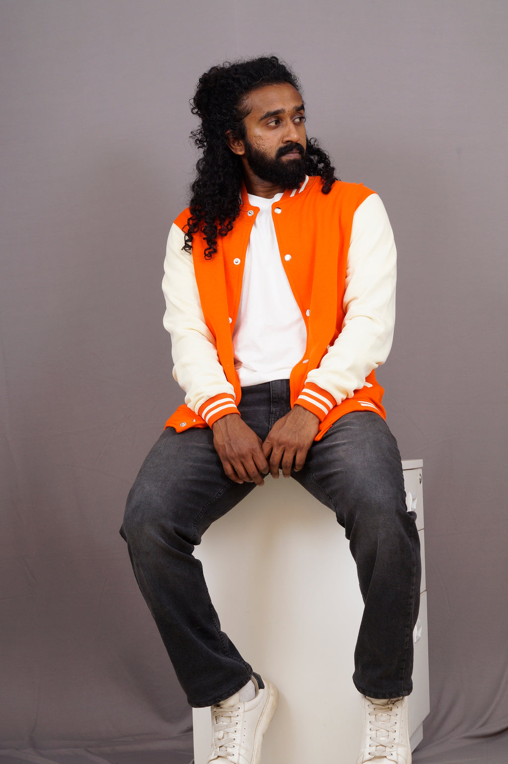 Orange & Beige Varsity Jacket