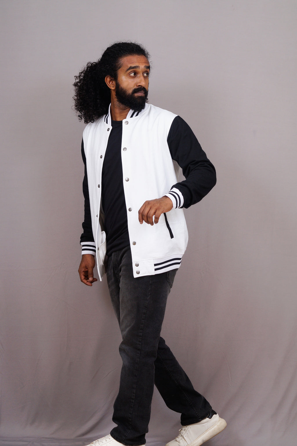 White & Black Varsity Jacket