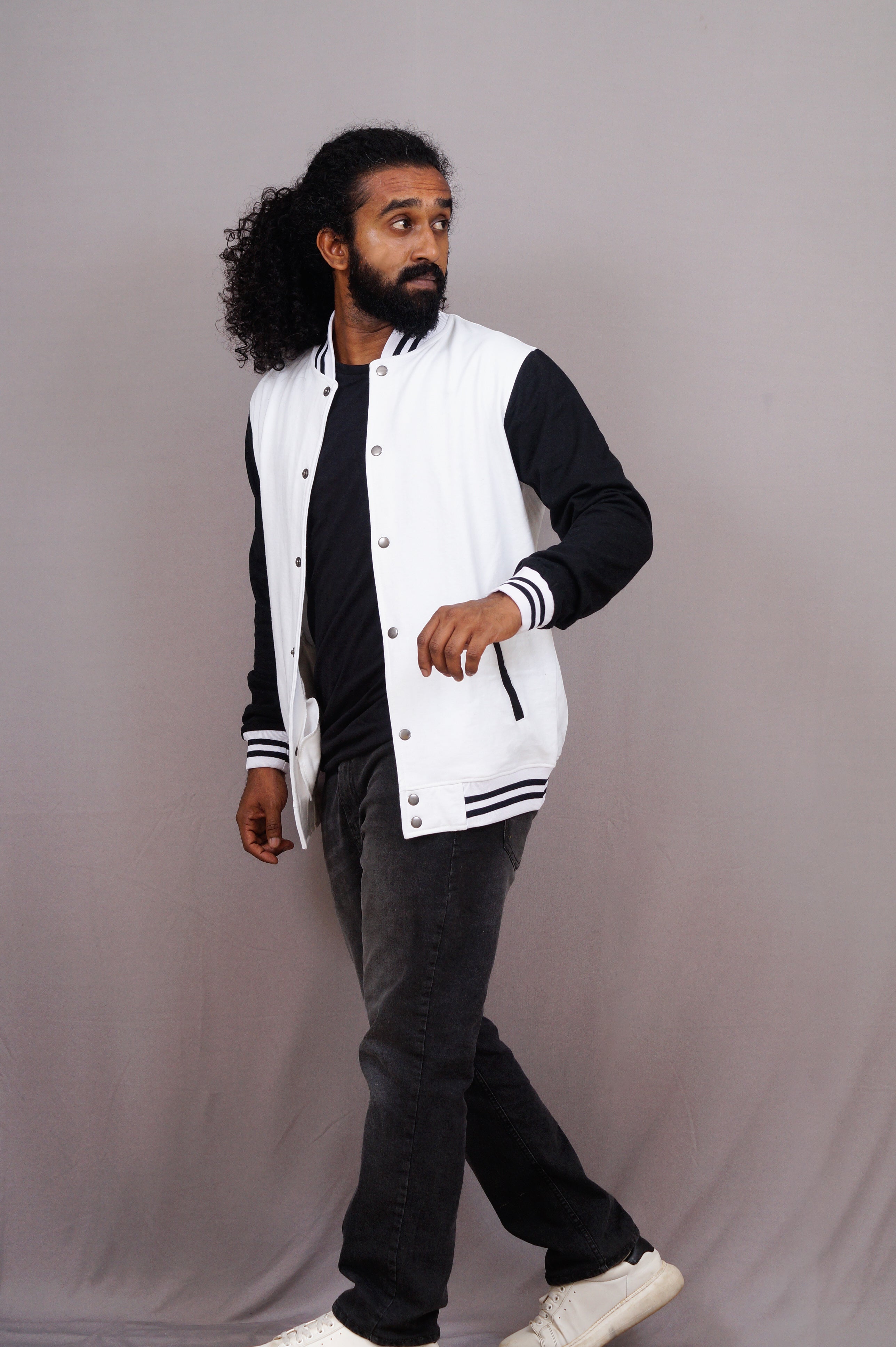 White & Black Varsity Jacket