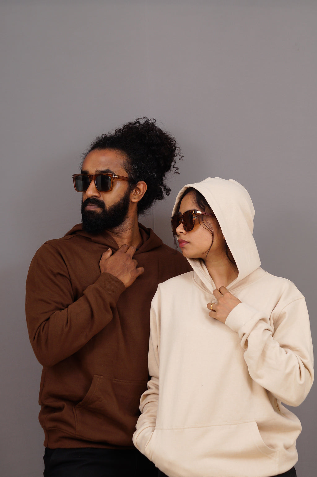 Brown & Beige Couple Hoodies
