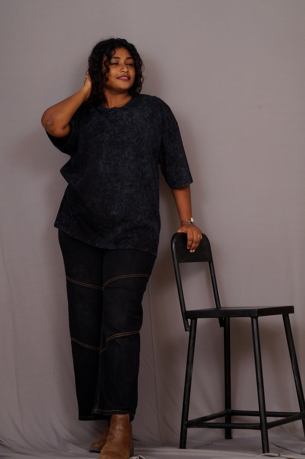 Oversized Black Acidwash T-Shirt