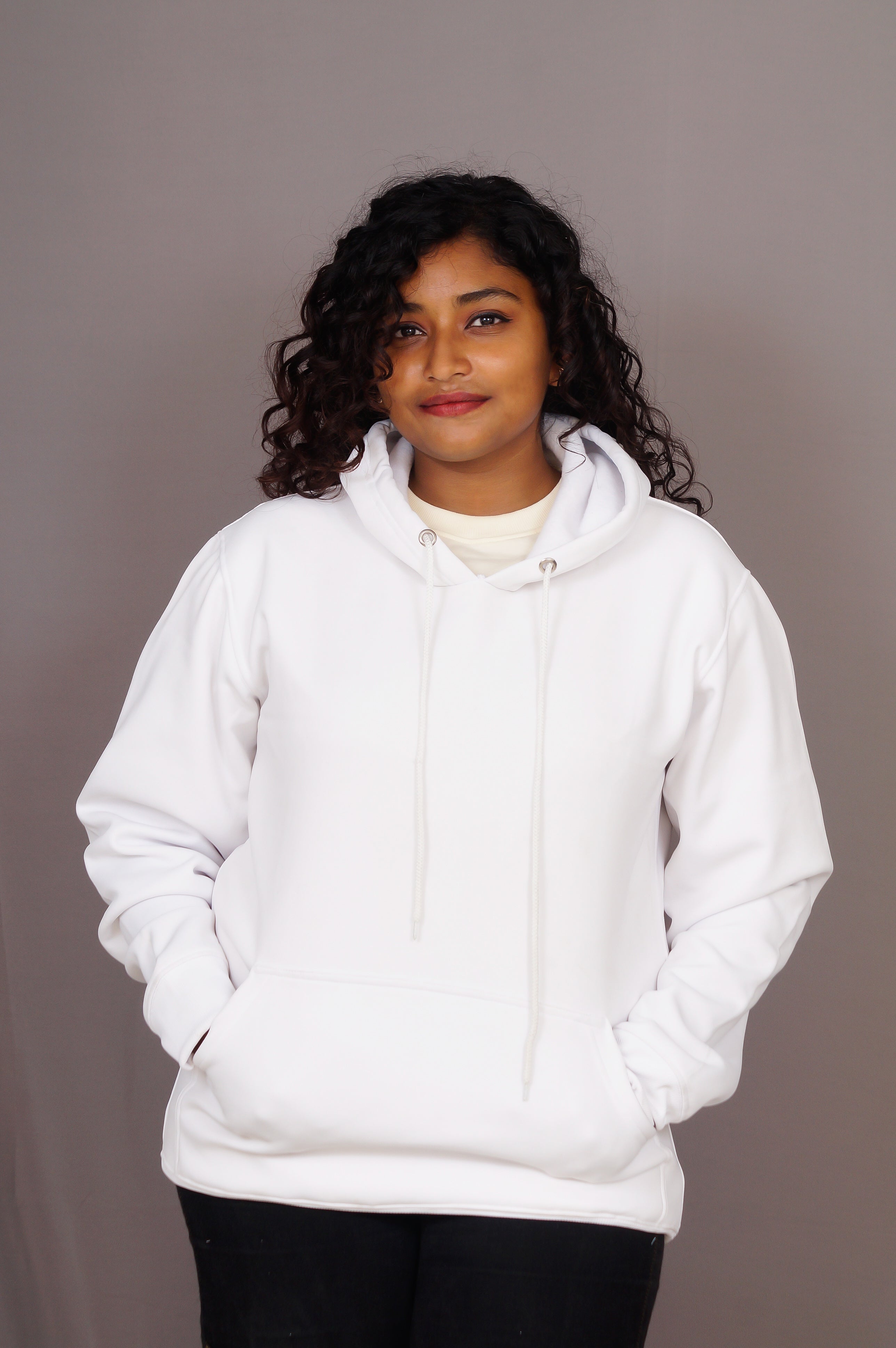 Customised Solid Premium White Hoodie