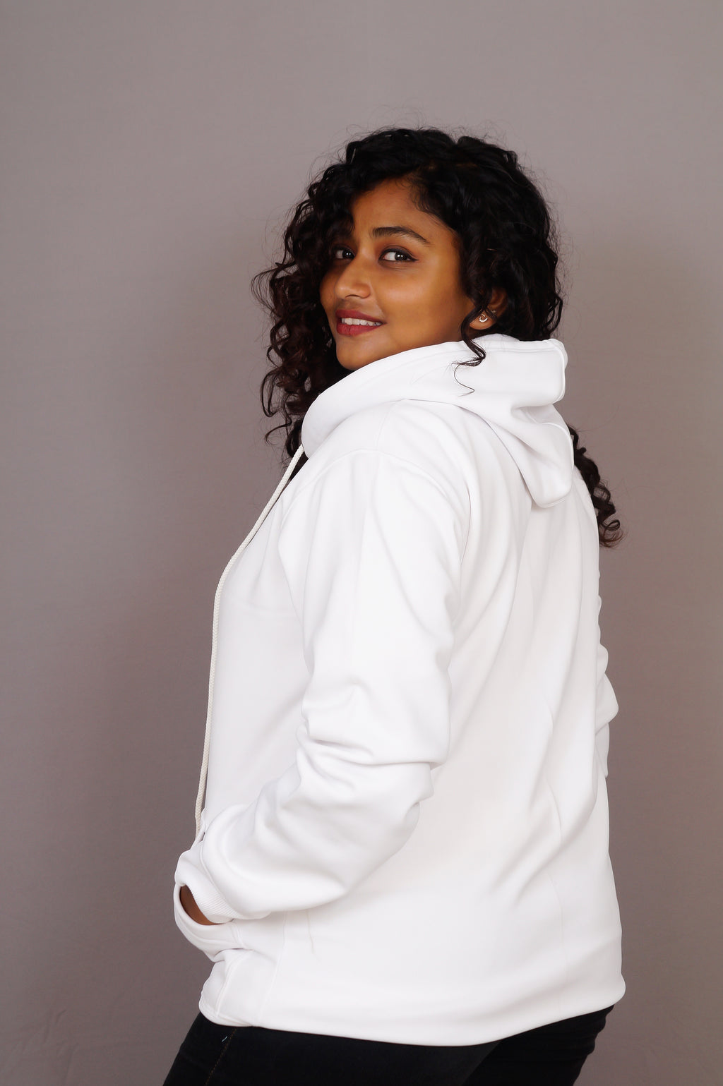 Customised Solid Premium White Hoodie
