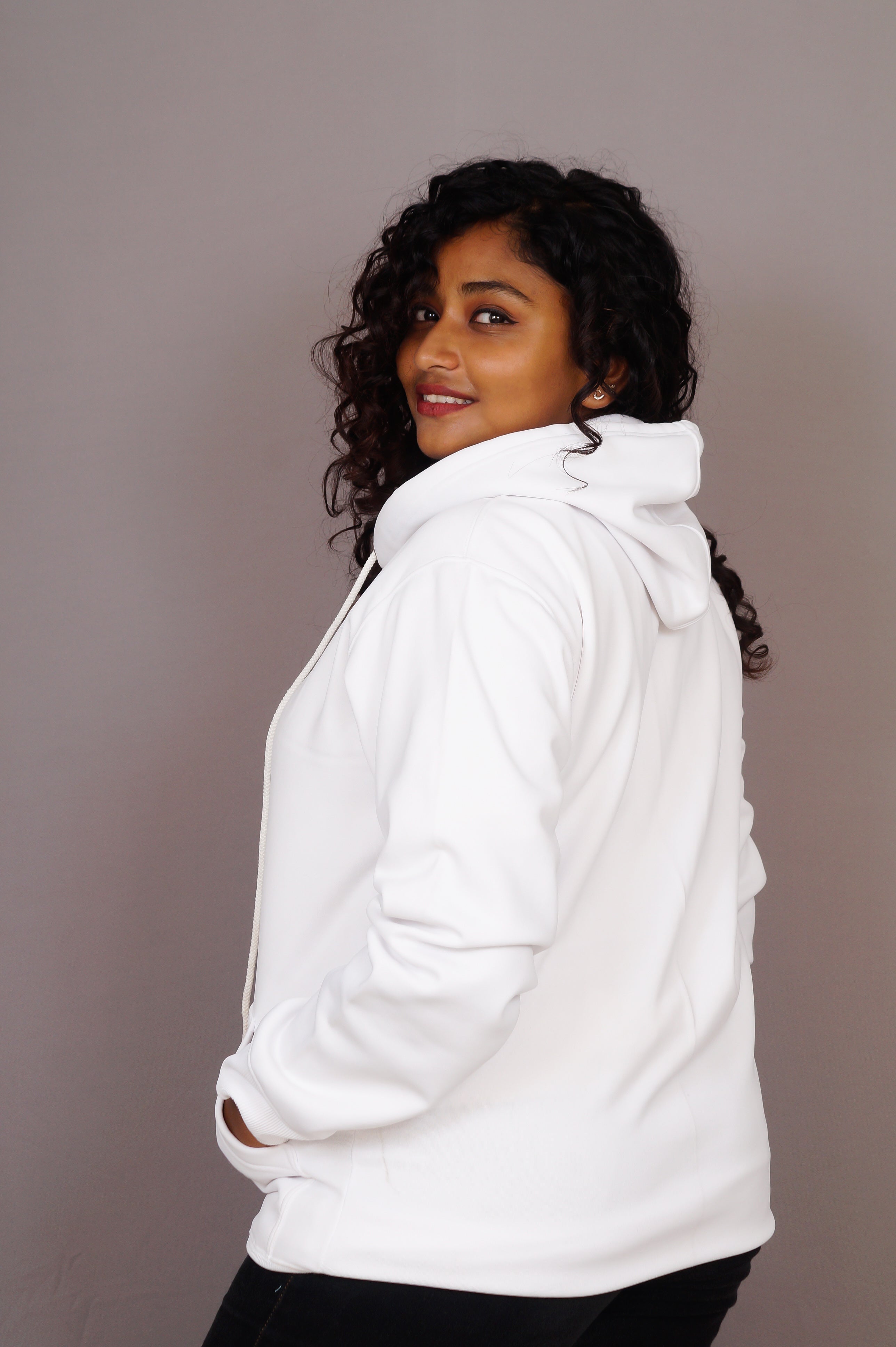 Customised Solid Premium White Hoodie