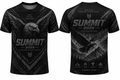 Full sublimation jersey Black t-shirt with eagle design and 'Summit 2025' text on a white background