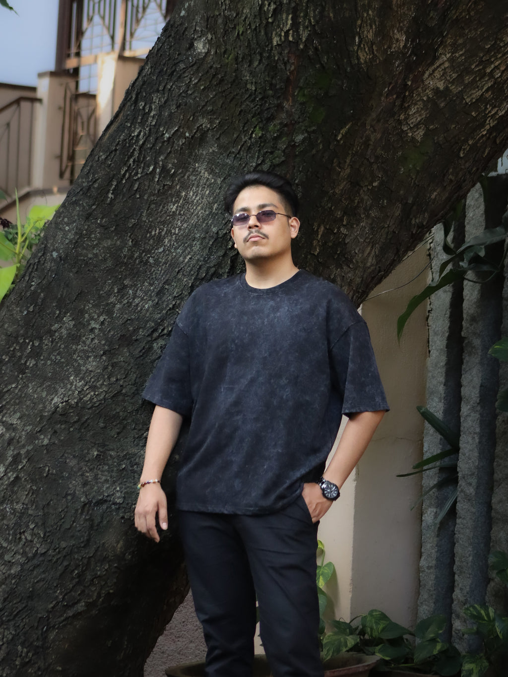 Customised Black Acidwash Oversized T-Shirt