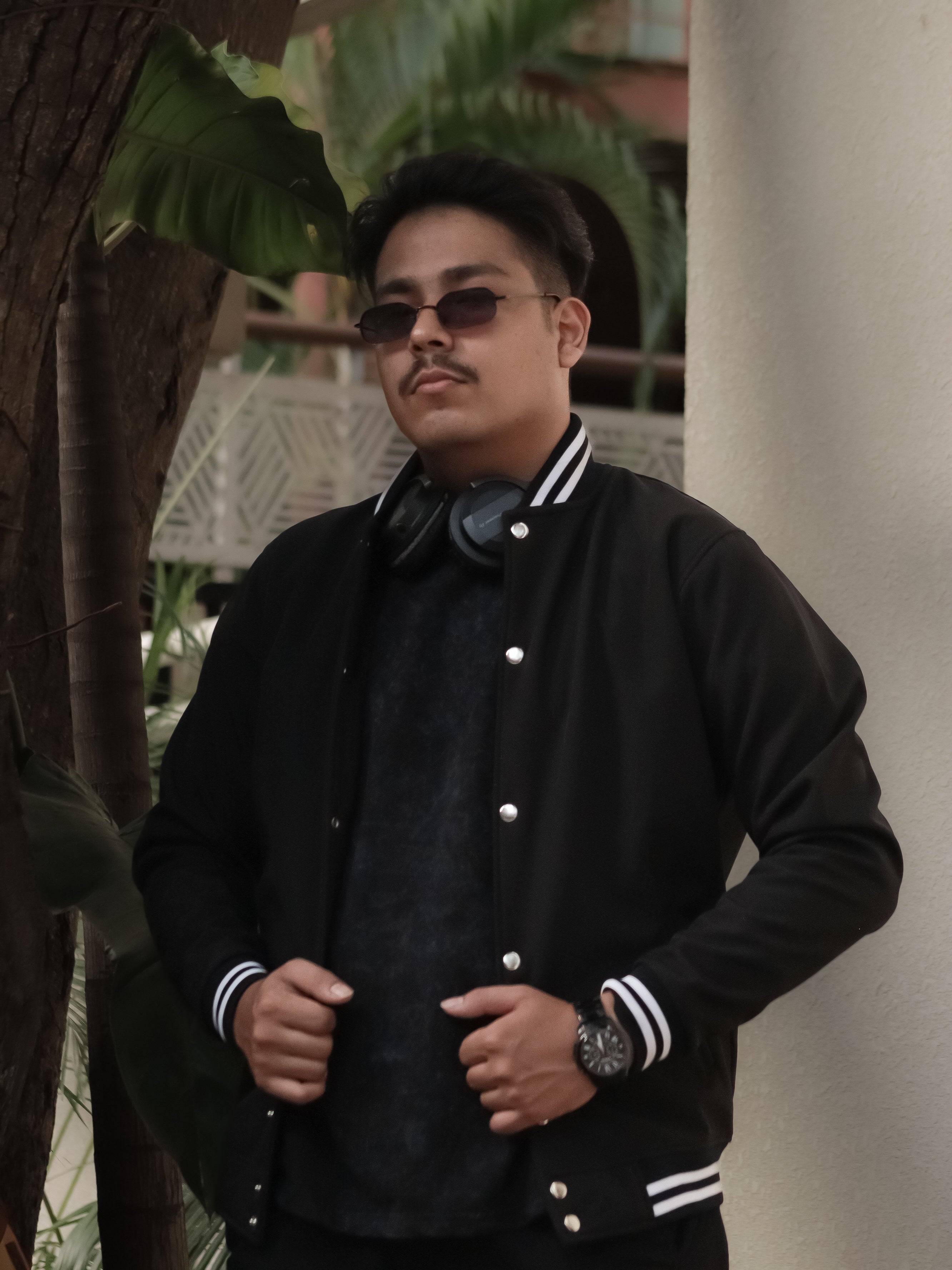 Premium Bond Fleece Black Varsity Jacket