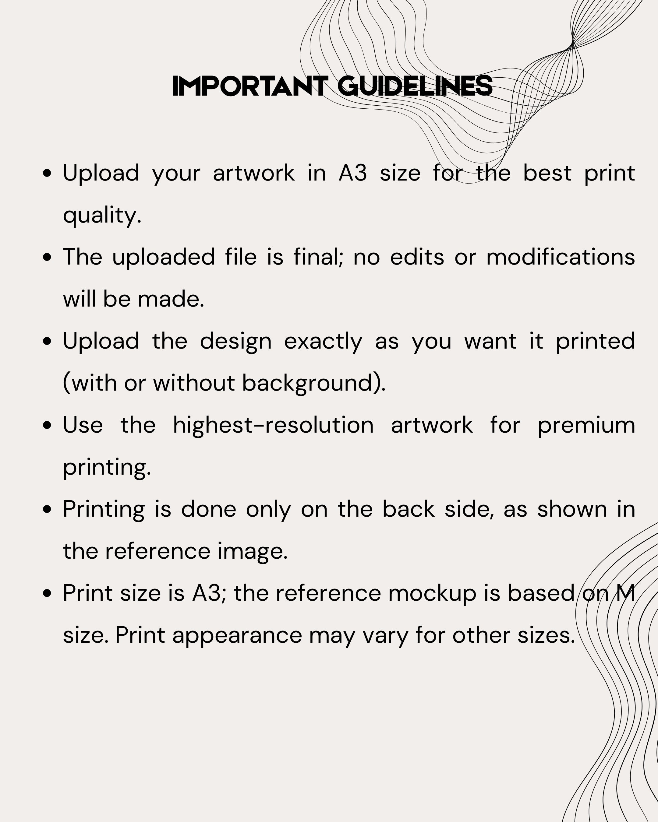 Important guidelines for artwork submission with text on a white background